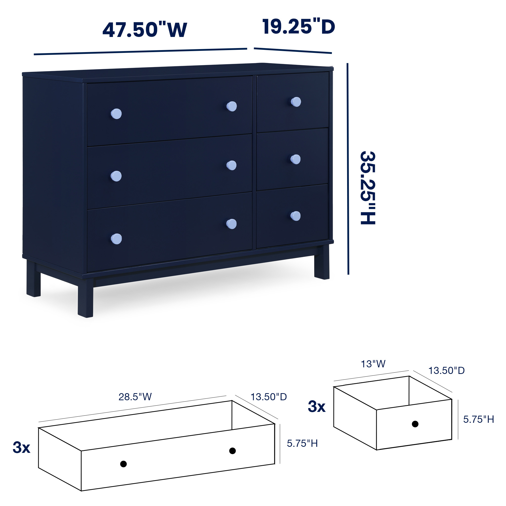 W173460 1476 legacy 6 drawer dresser navy light blue callout 02