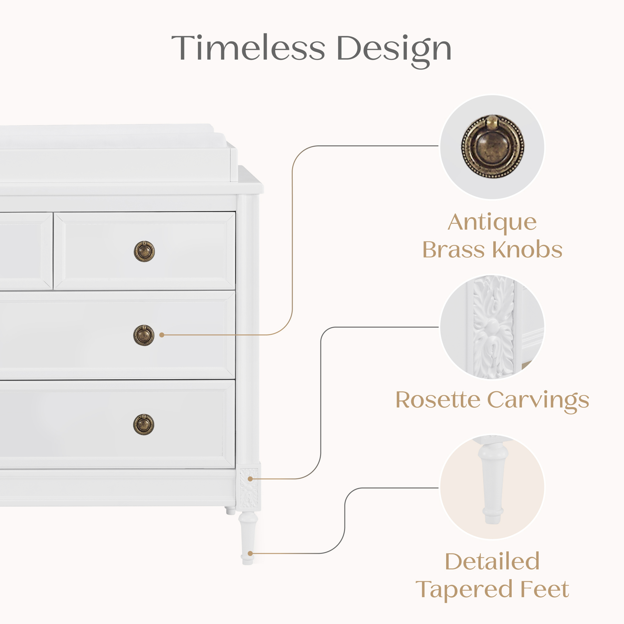 W134441 130 heritage 4drawer dresser bianca white callout 105