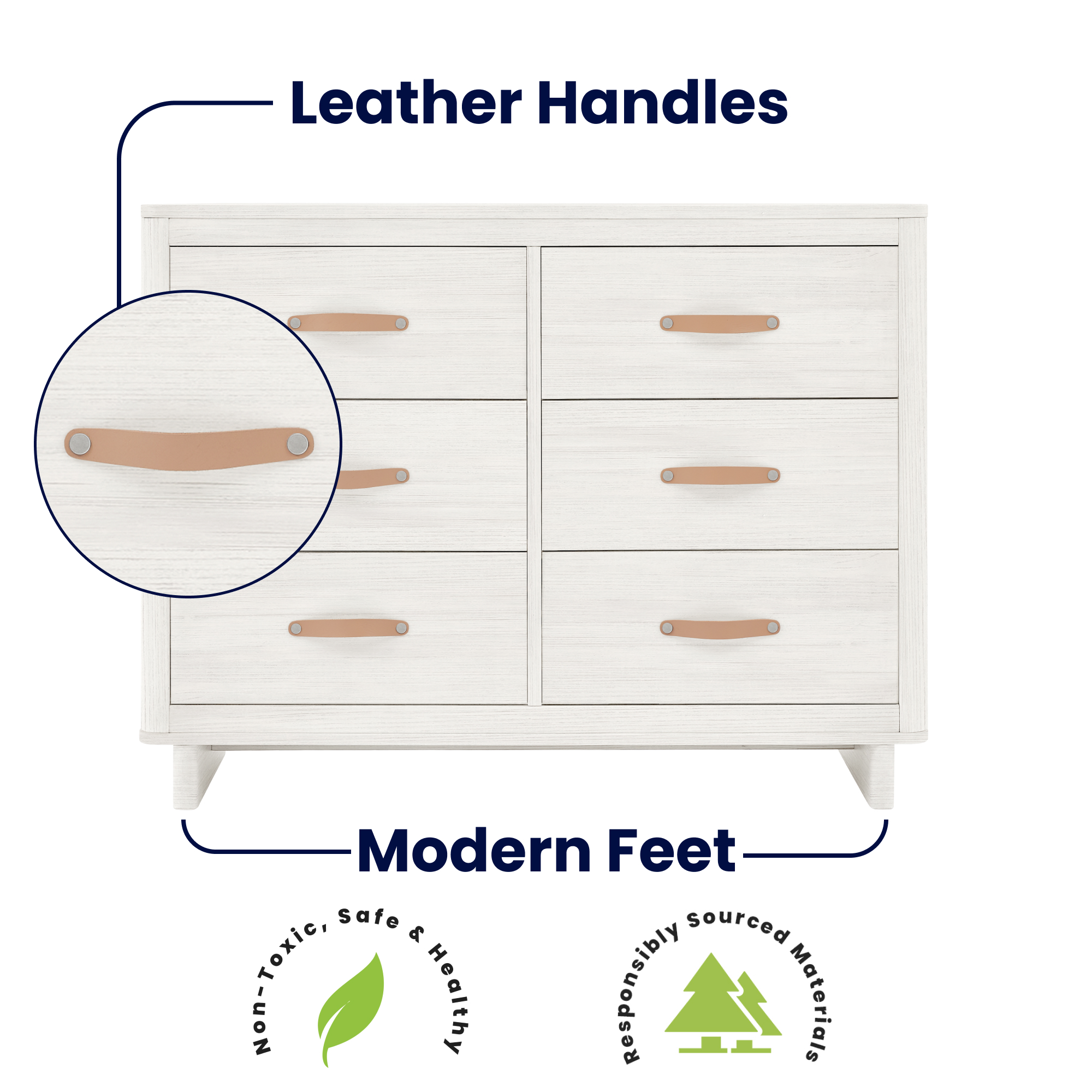 W132060 1545 skye 6drawer dresser antique white callout 05