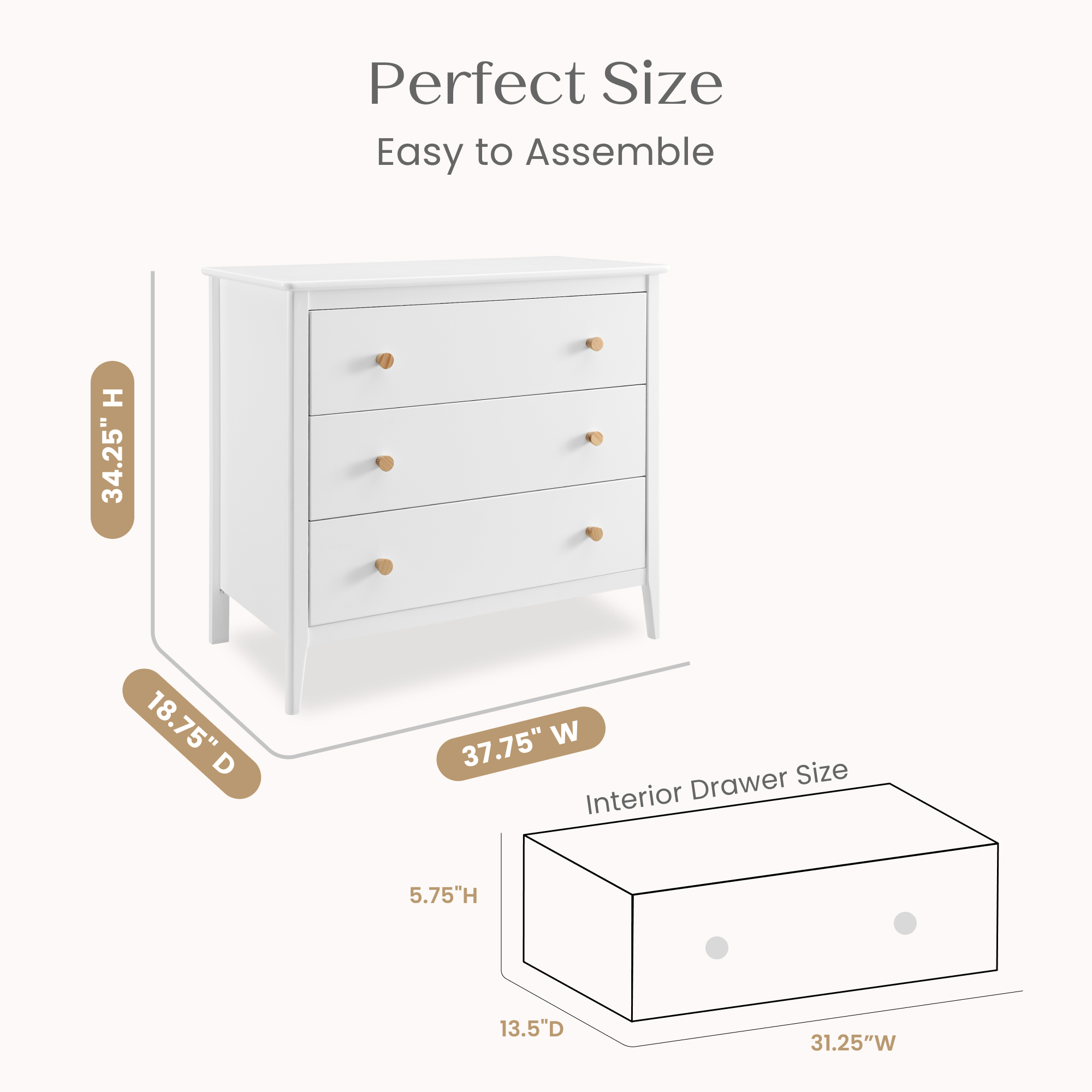 W162430 123 casey 3drawer dresser bianca white wnatural callout 103