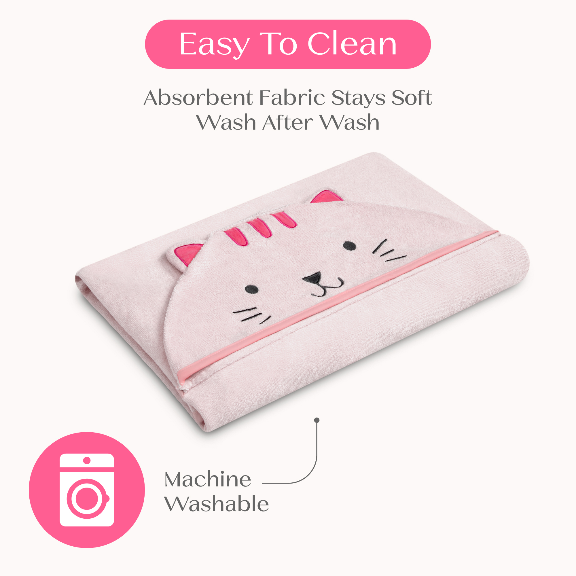Nu80182gn 1261 kids hooded towel cat callout 104