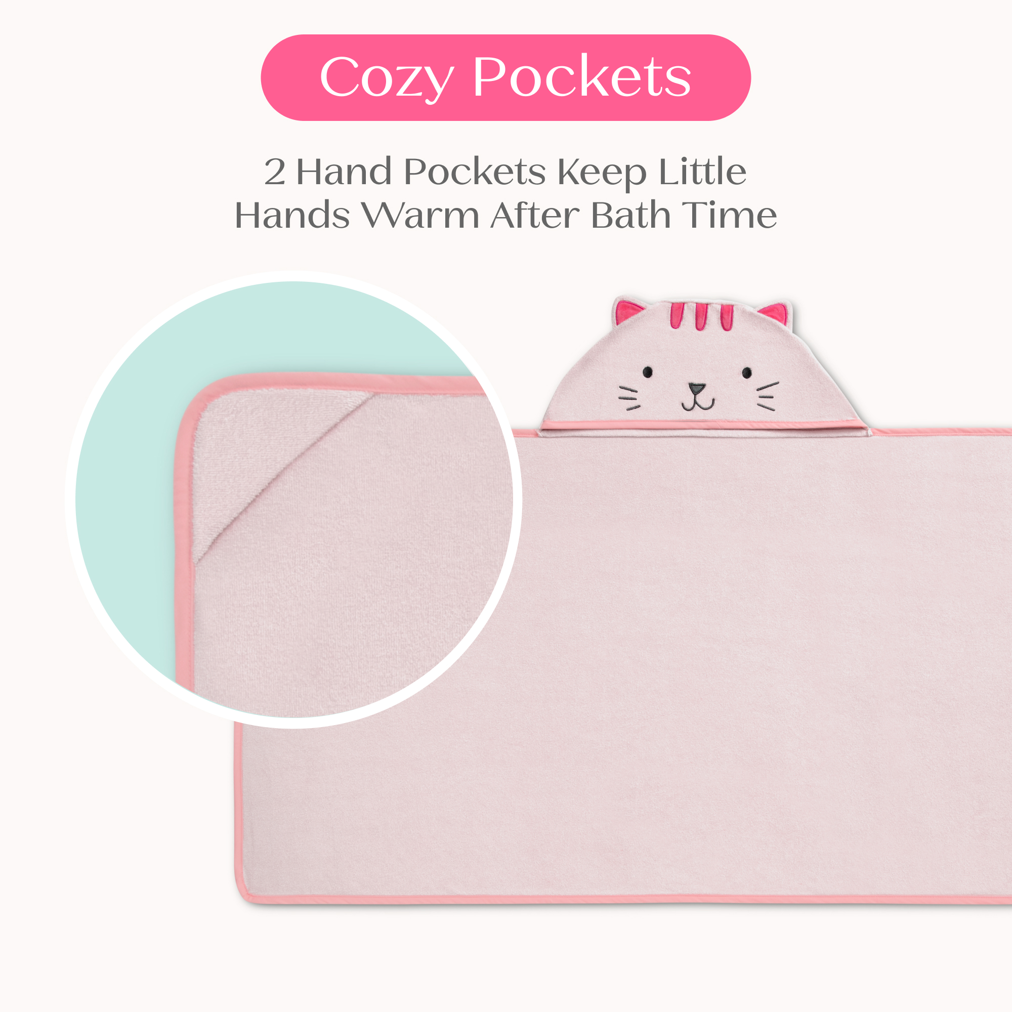 Nu80182gn 1261 kids hooded towel cat callout 102