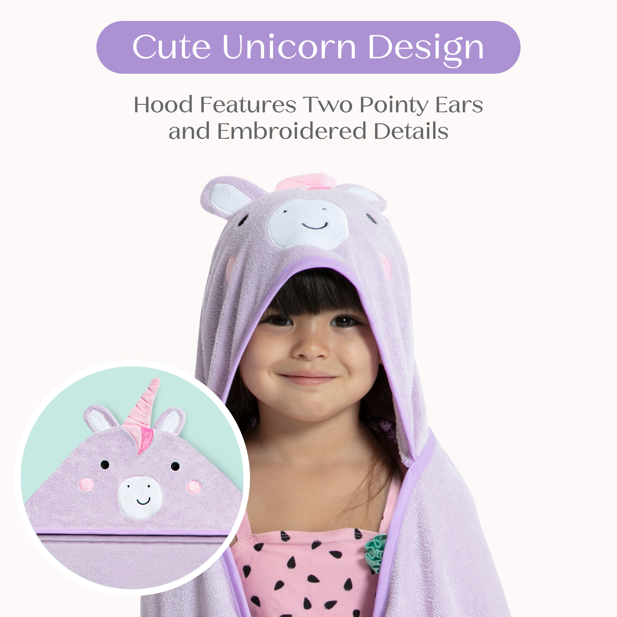 Nu80182gn 1262 kids hooded towel unicorn callout 101