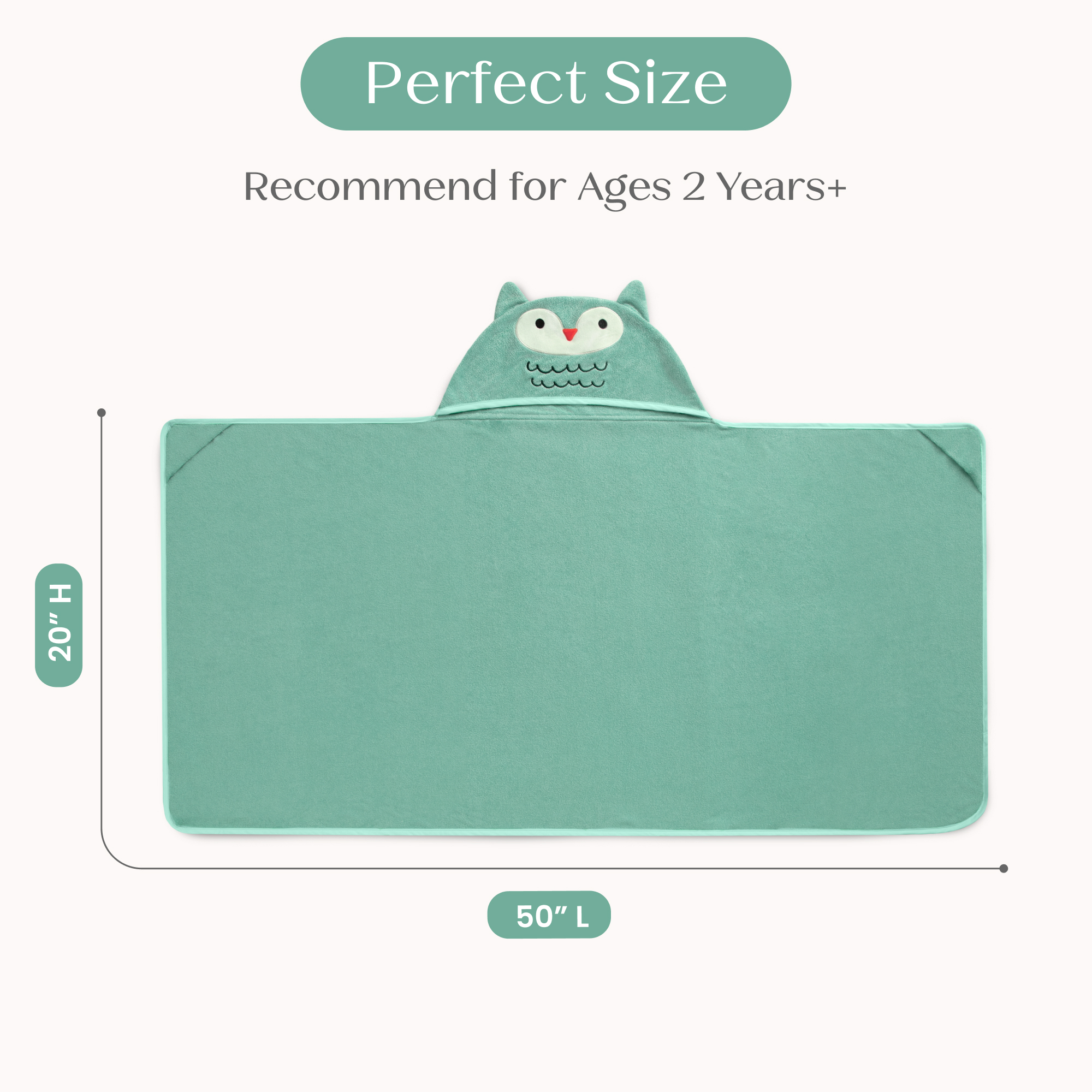 Nu80182gn 1258 kids hooded towel owl callout 103