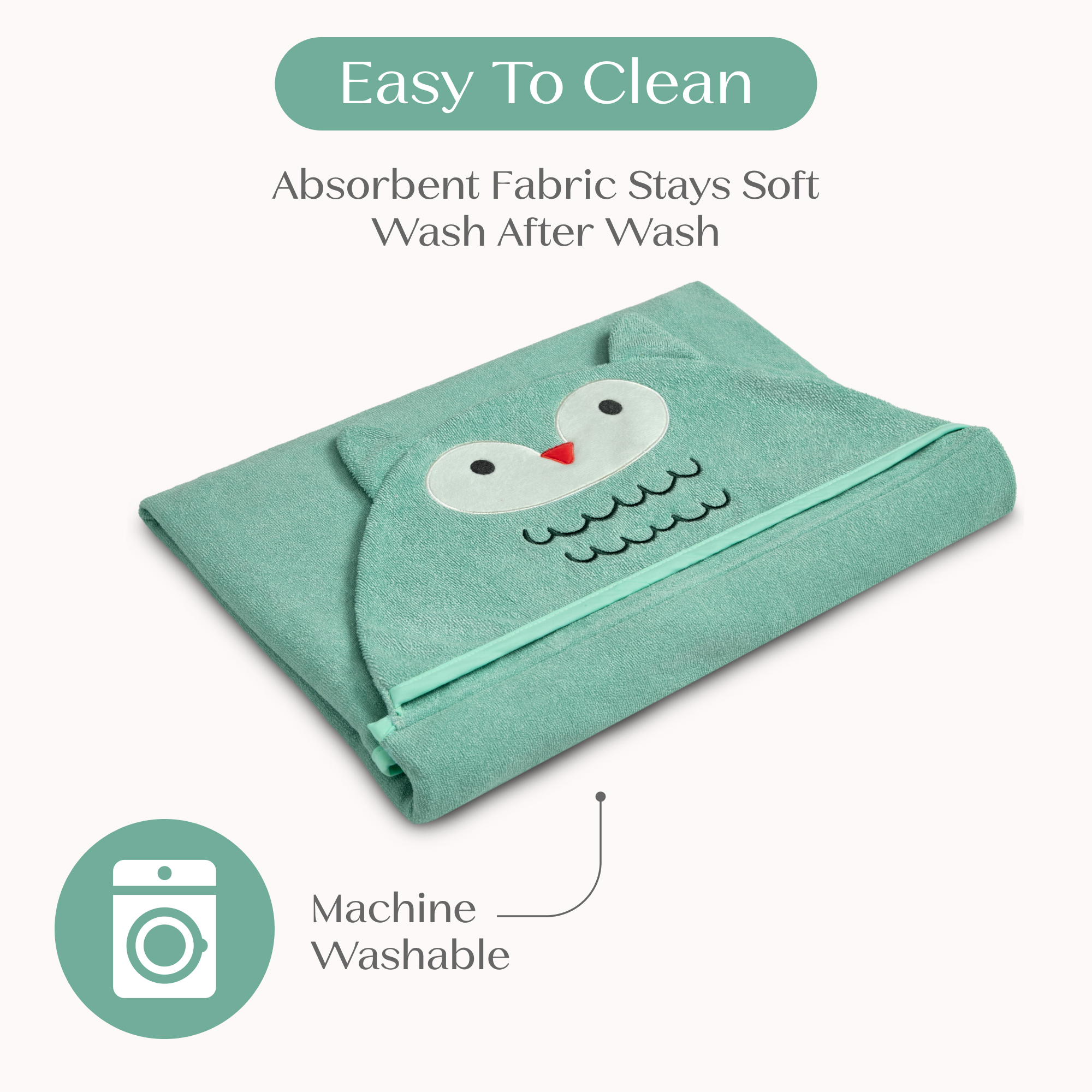 Nu80182gn 1258 kids hooded towel owl callout 104