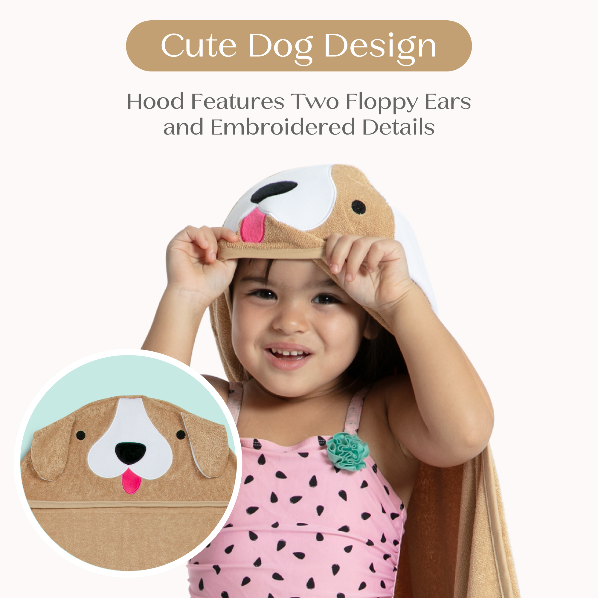 Nu80182gn 1239 kids hooded towel dog callout 101