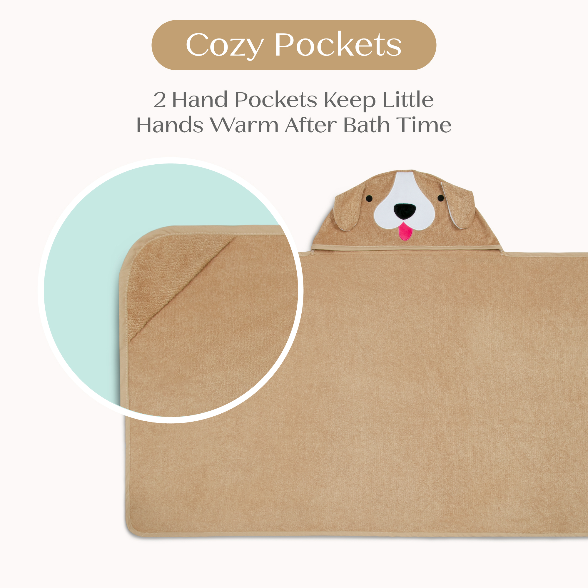 Nu80182gn 1239 kids hooded towel dog callout 102