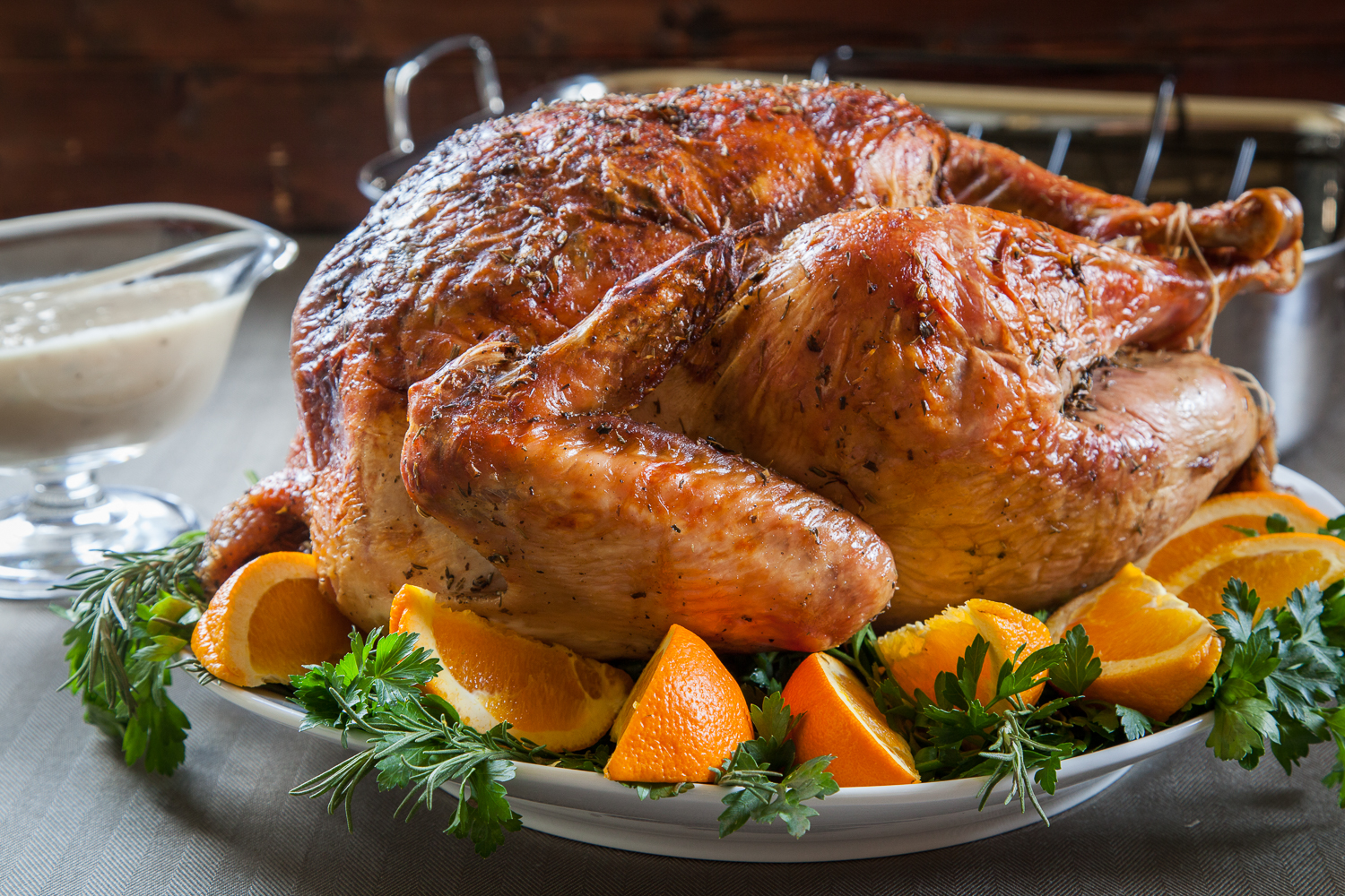 Roast Turkey with Herbes de Provence and White Wine Gravy Anolon