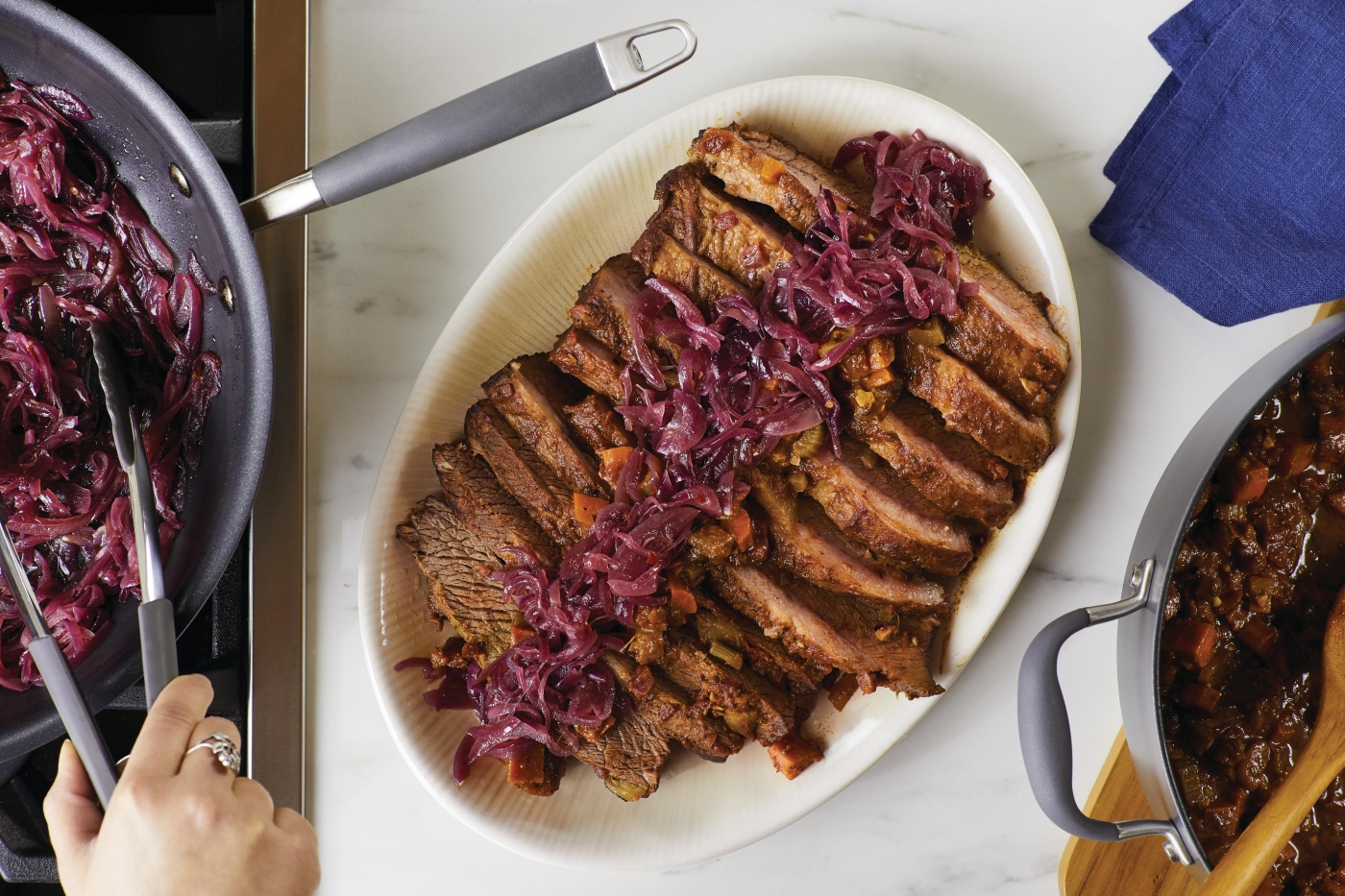 Wine and Tomato Braised Brisket with Spicy Red Onion Jam Anolon