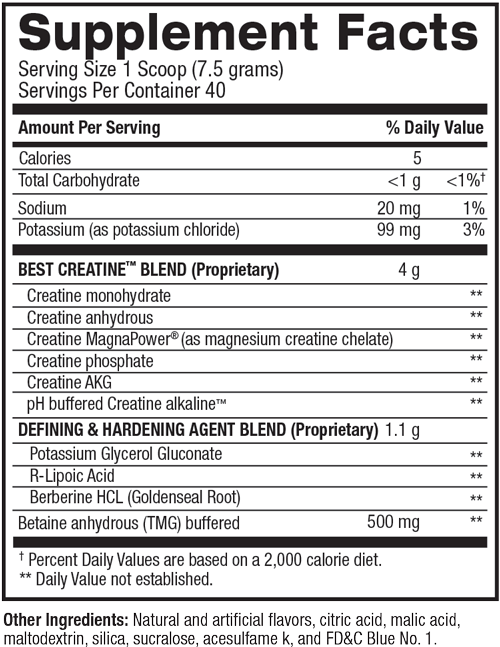 Supplement facts for Best Creatine Defined