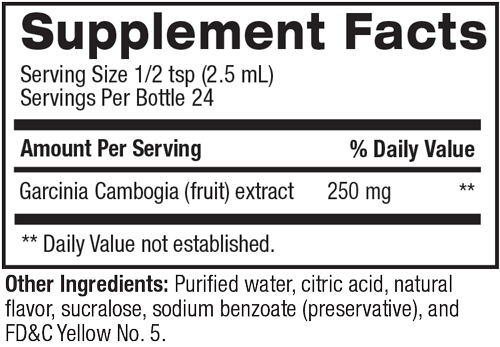 Supplement facts for Garcinia Liquid Water Enhancer