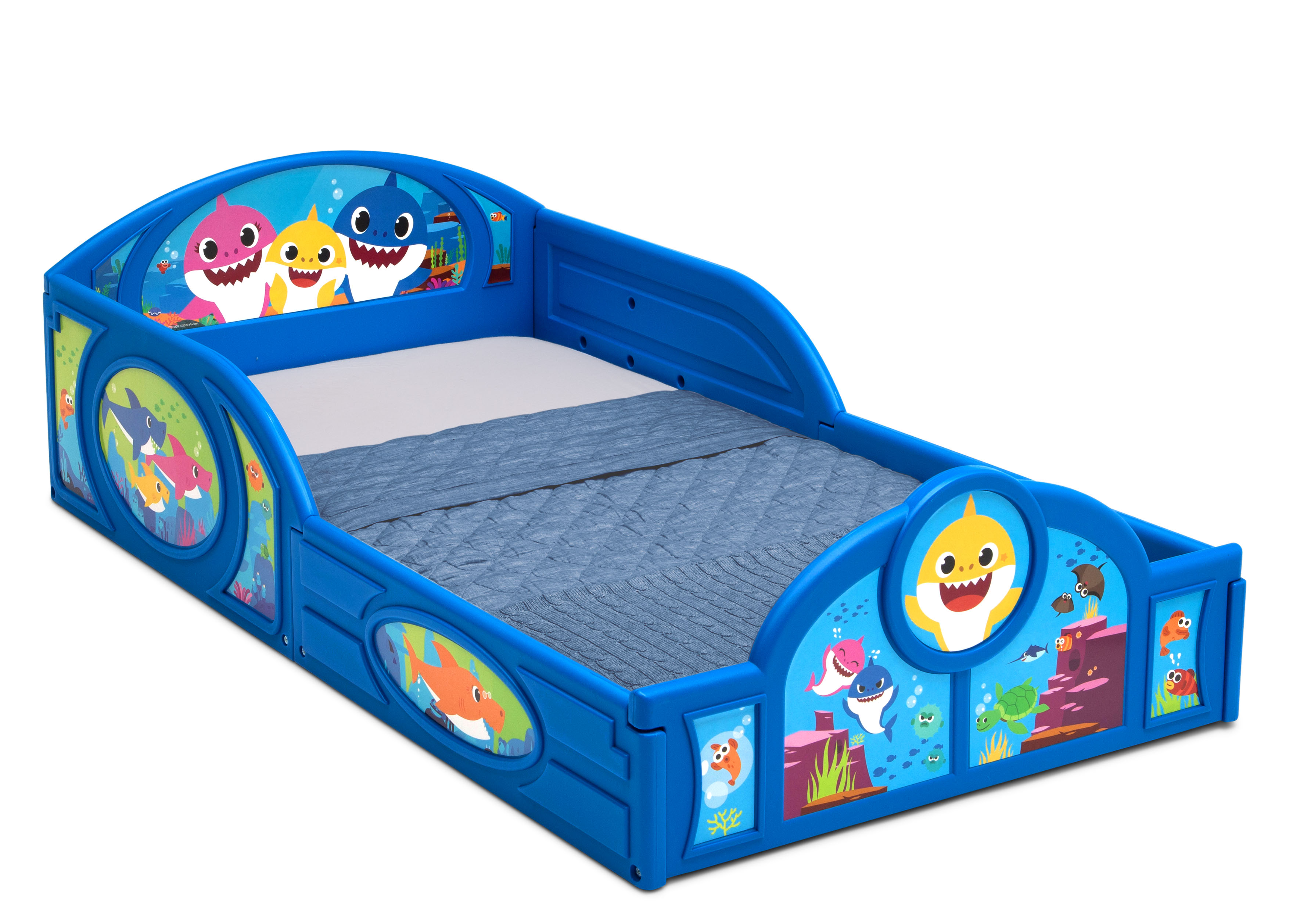 Baby Shark Plastic Sleep and Play Toddler Bed with Delta Children