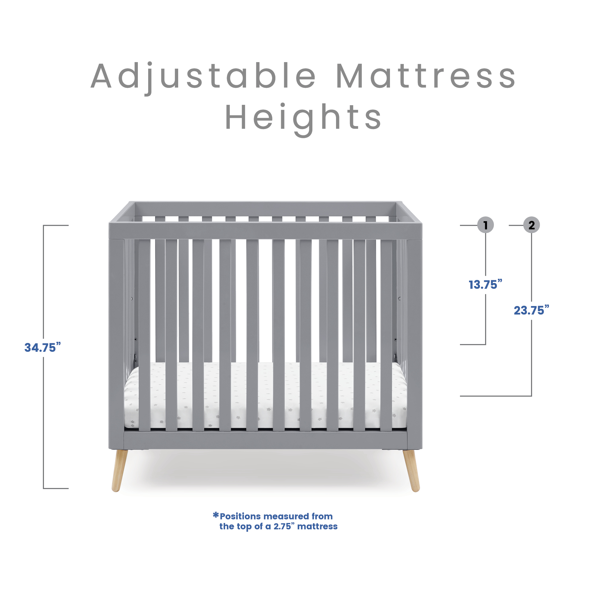 Essex Convertible Mini Baby Crib with 2.75Inch Mattress Delta Children