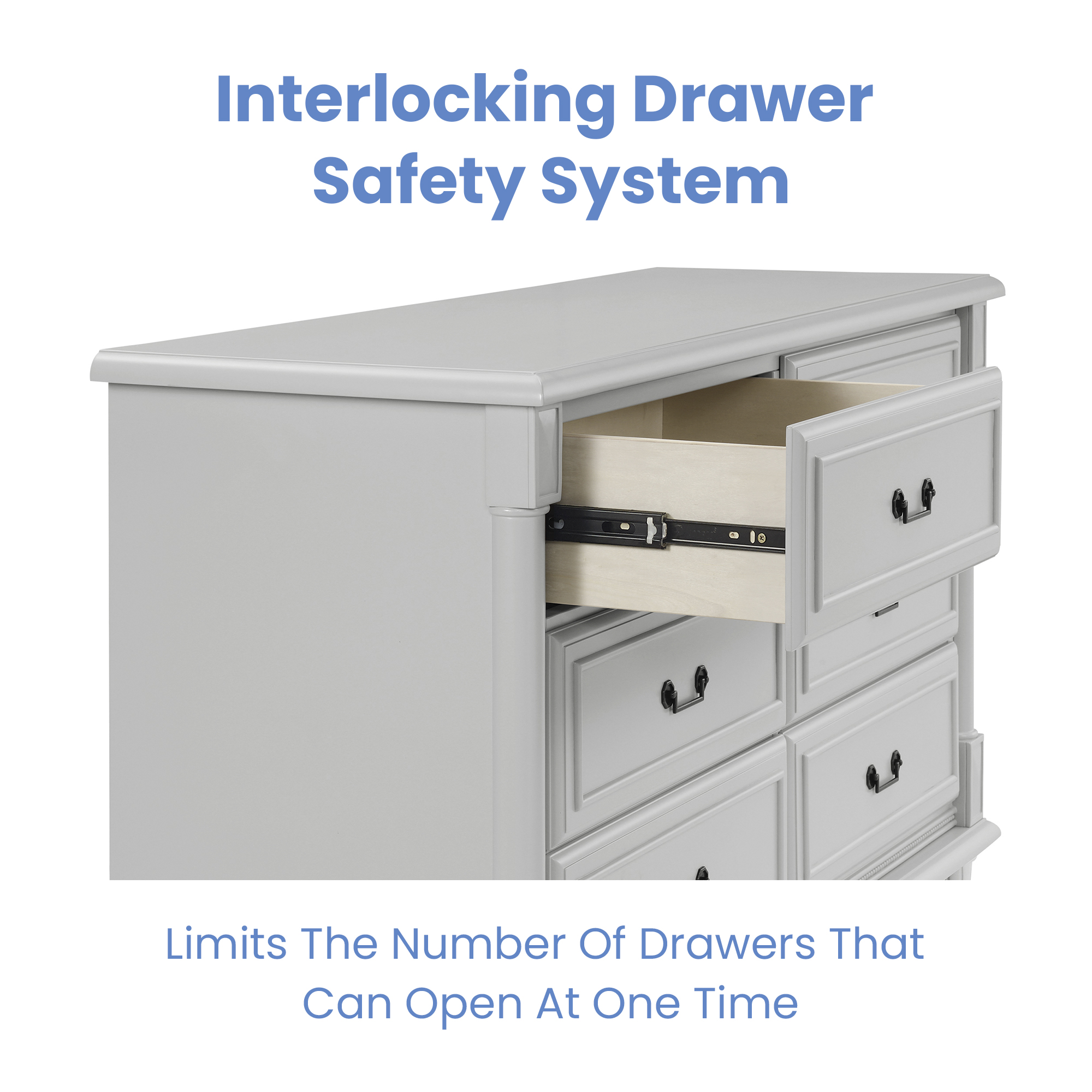 Juliette 6 Drawer Dresser with Changing Top and Interlocking Drawers ...