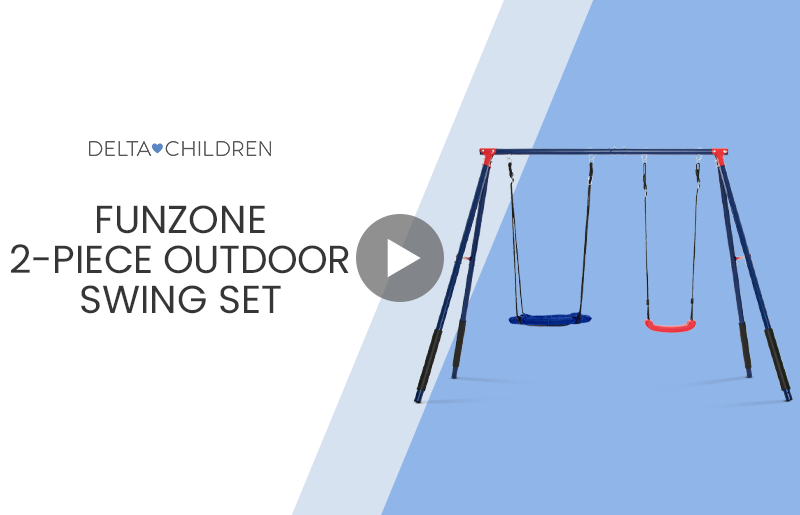 FunZone Outdoor Metal 2-Piece Swing Set - Includes 1 Swing