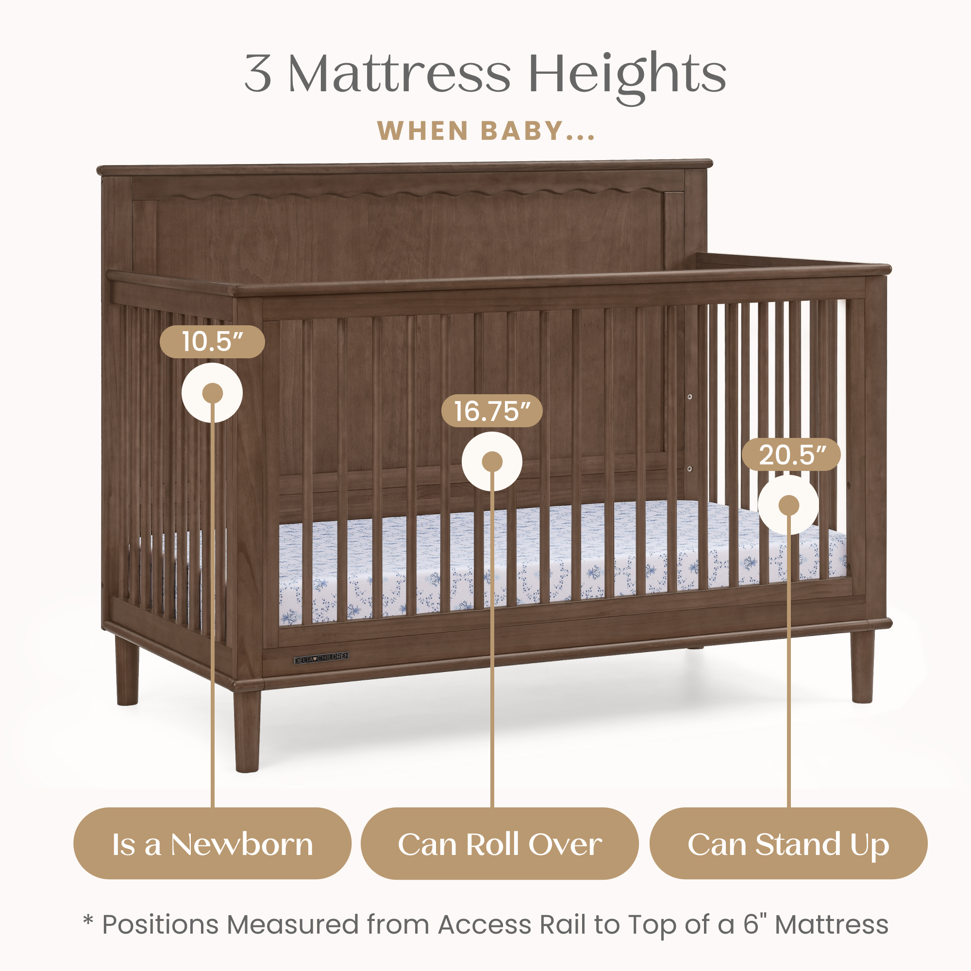 Delta Crib Into Crib Convert To Bed Penelope 6-in-1 Convertible