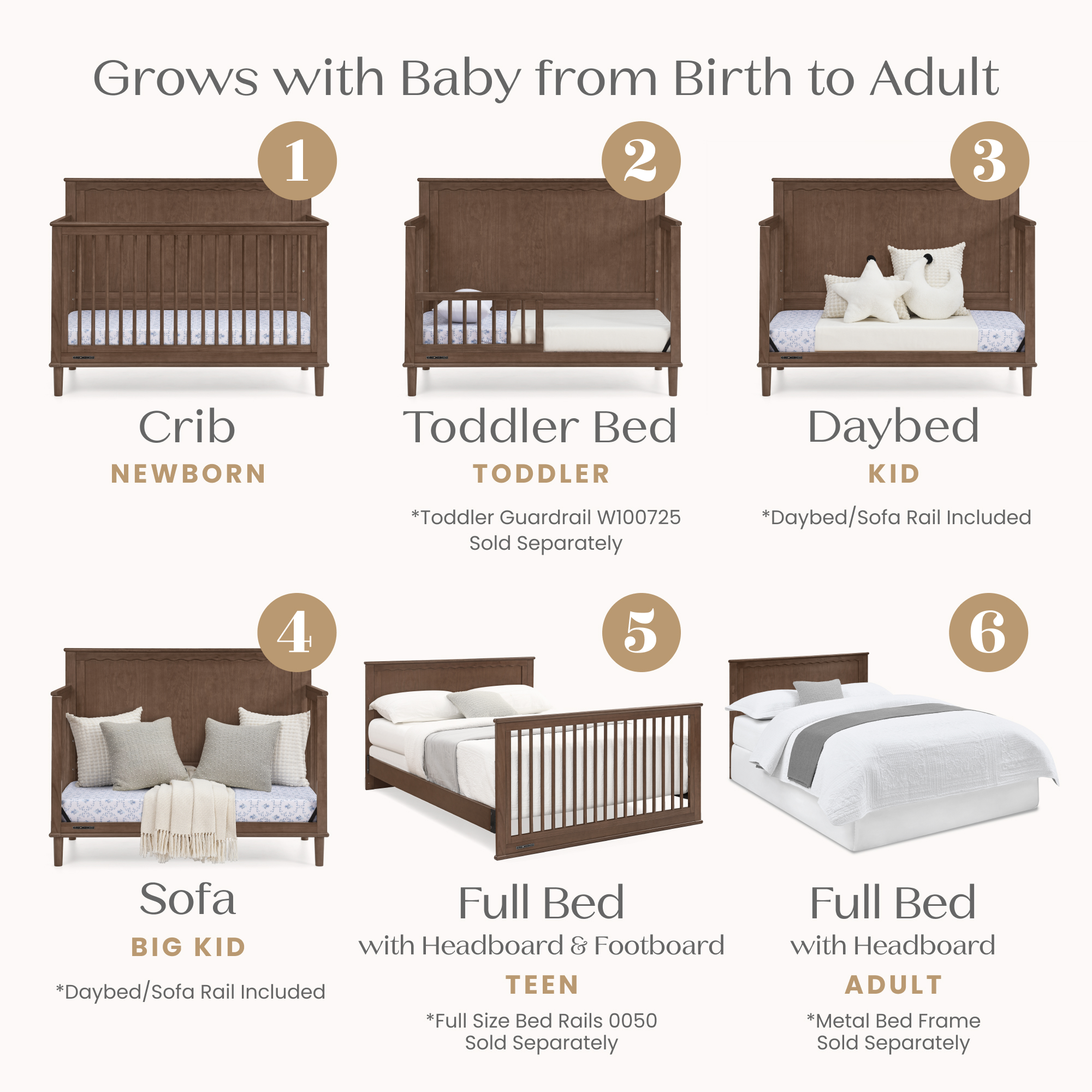W205650 1526 penelope 6in1 crib teak brown callout 02