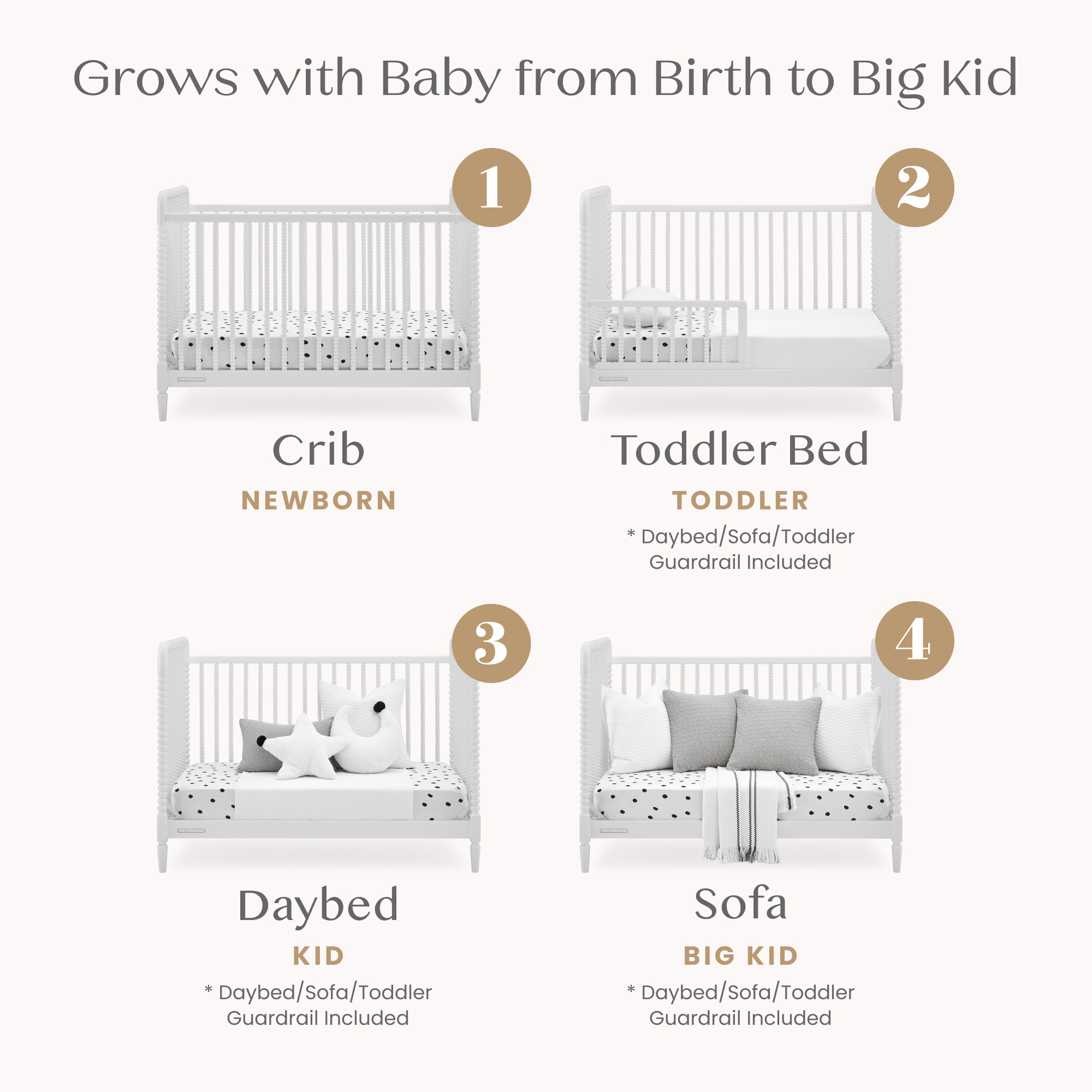 W135130 130 saint 4in1 crib bianca white callout 03