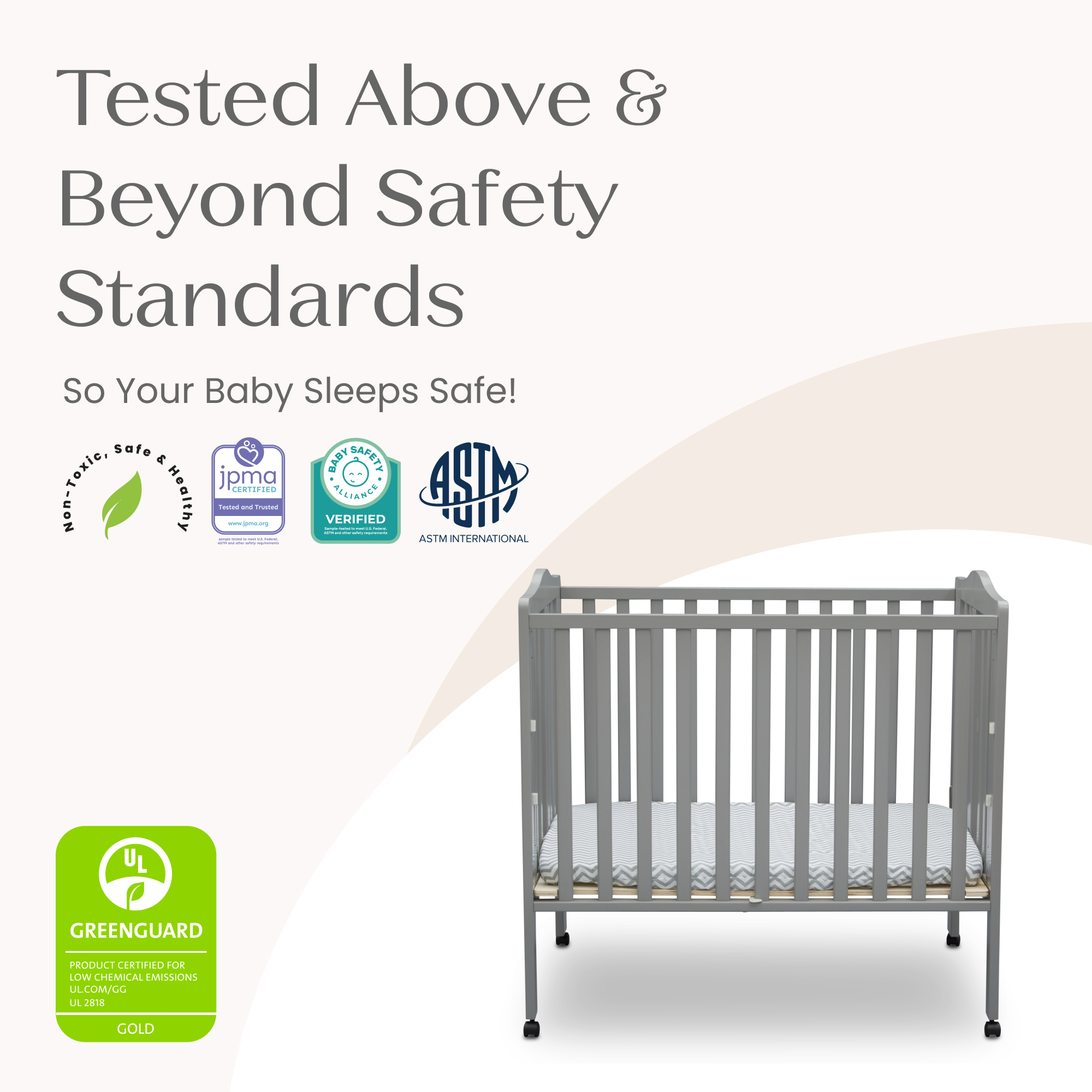 Folding Portable Mini Baby Crib with 1.5-inch Mattress