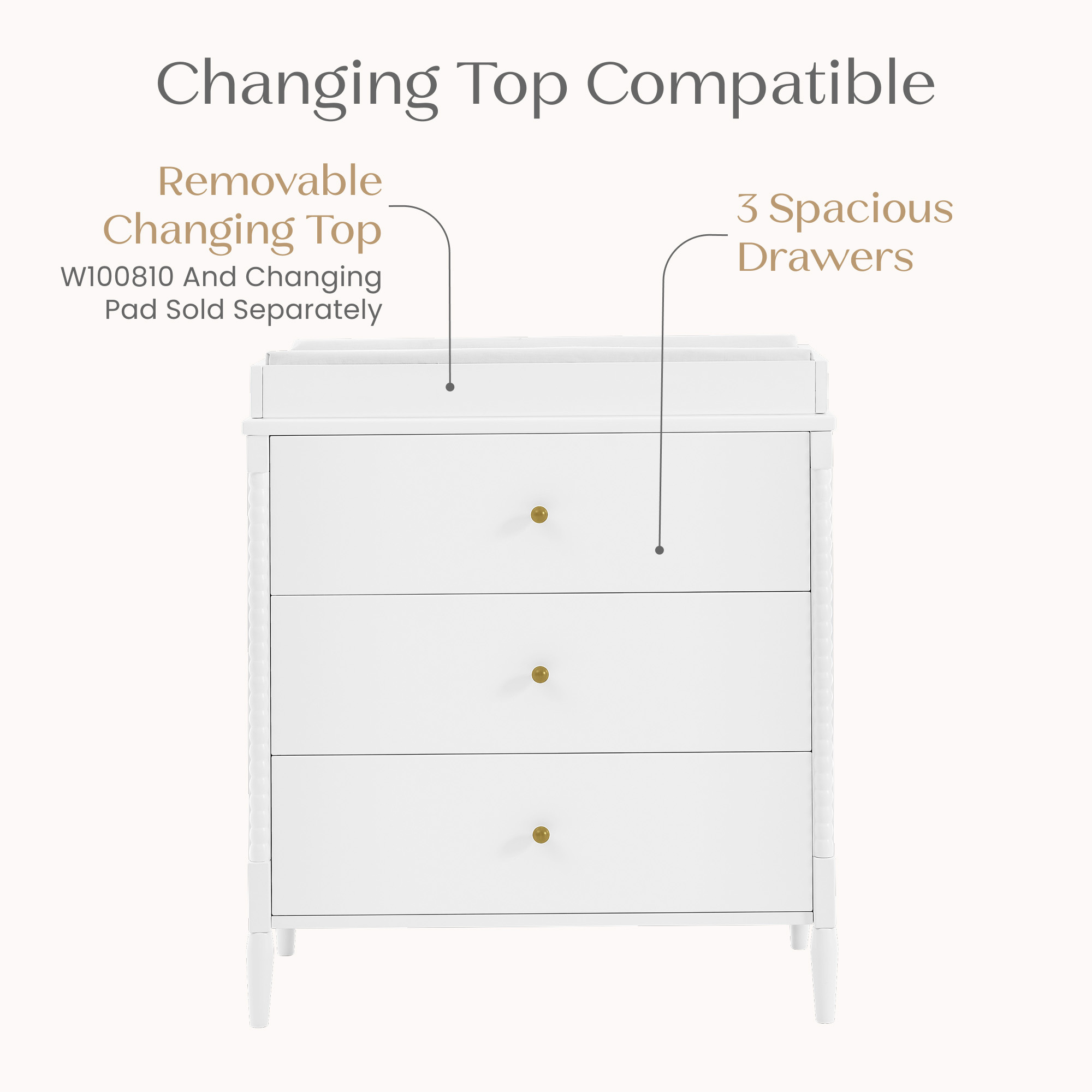 W135430 130 lily 3drawer dresser bianca white callout 101