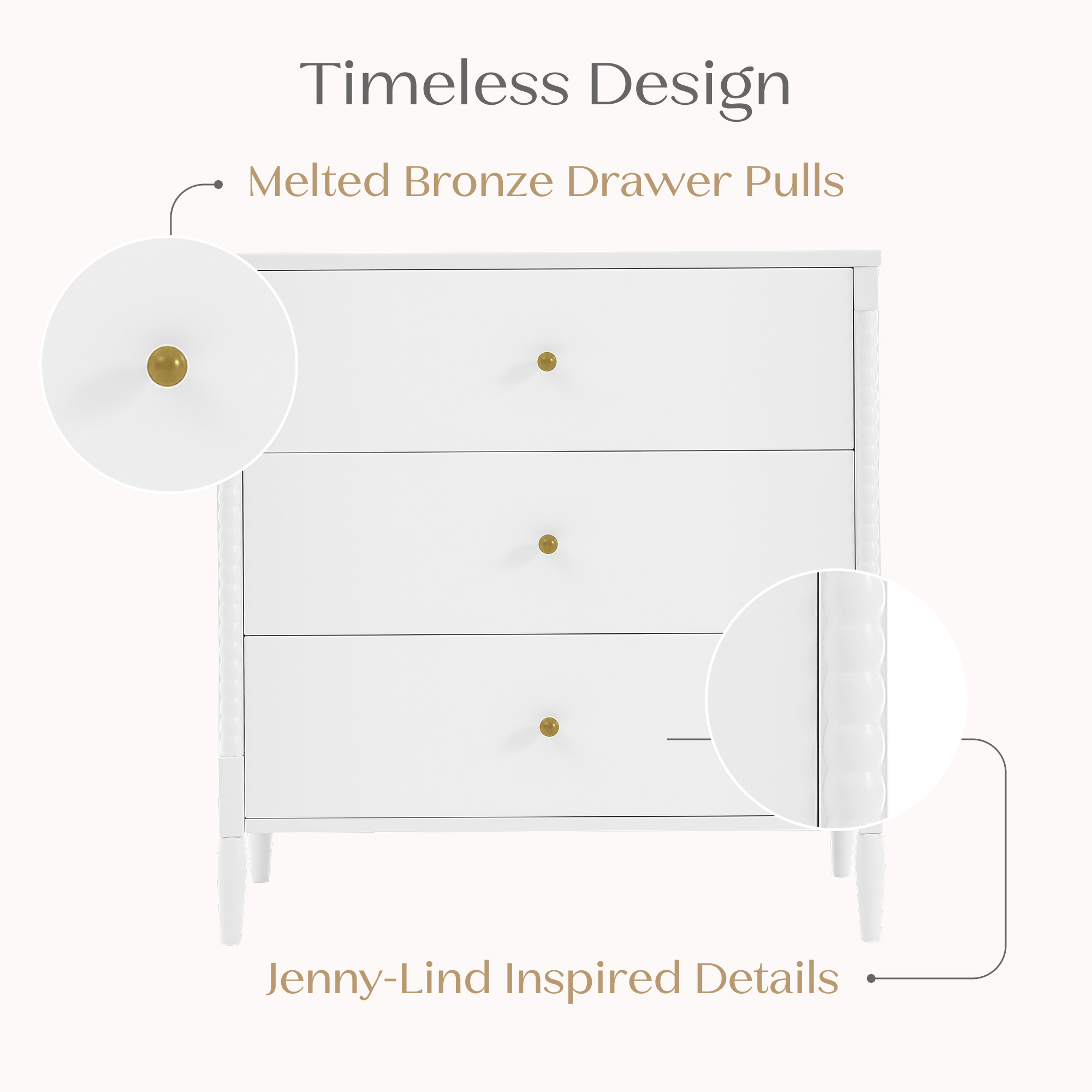 W135430 130 lily 3drawer dresser bianca white callout 105