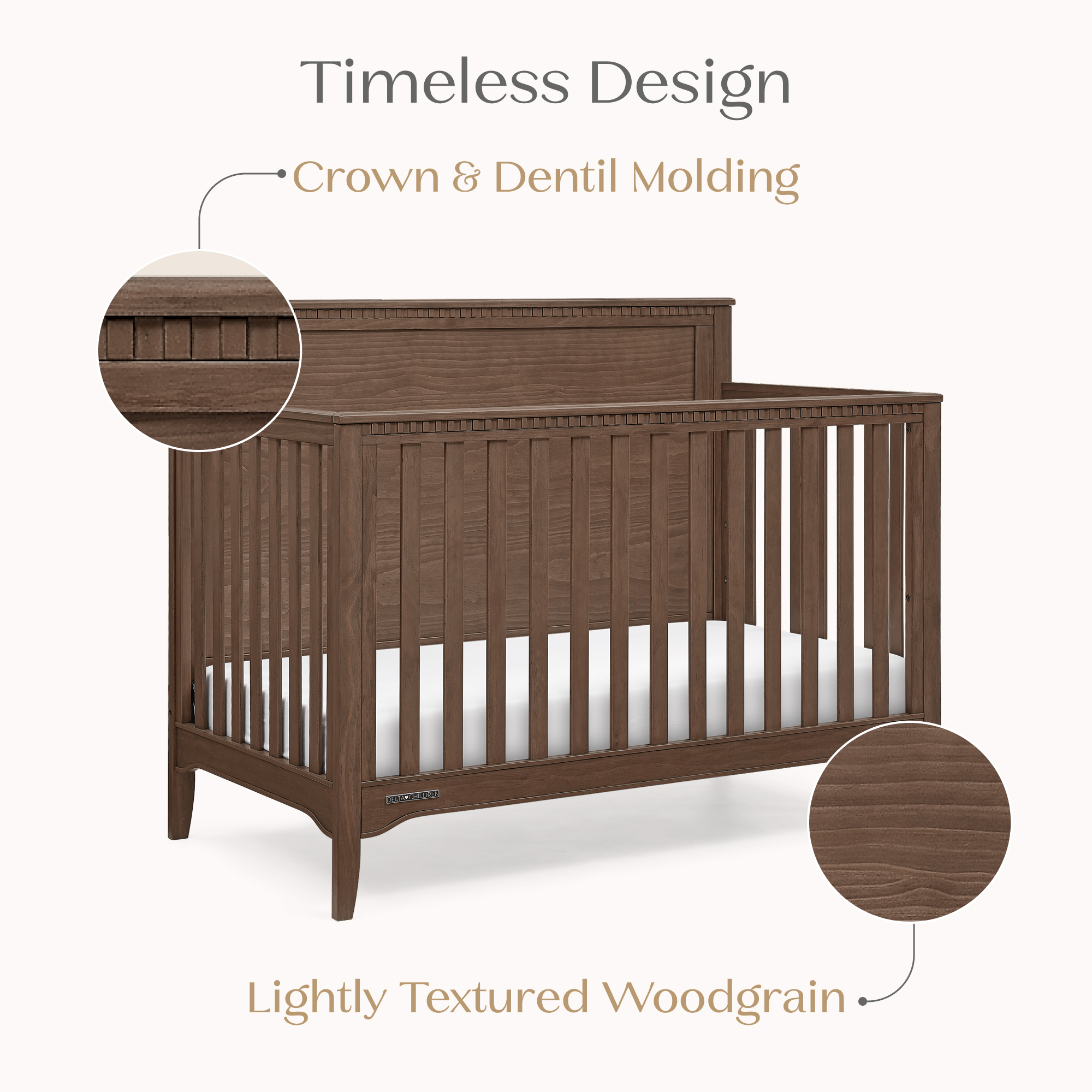 W207650 1526 kendall 6in1 crib teak brown callout 106