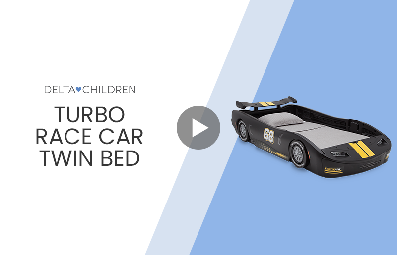 Race car bed video mobile