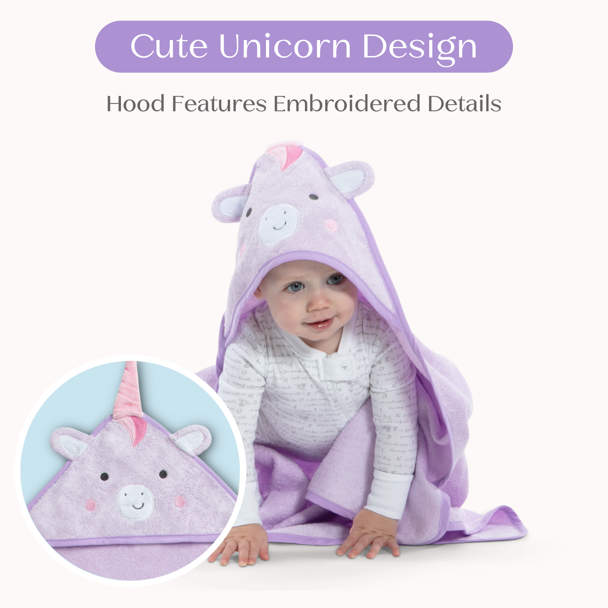 Nu80184gn 1262 infant hooded towel unicorn callout 101