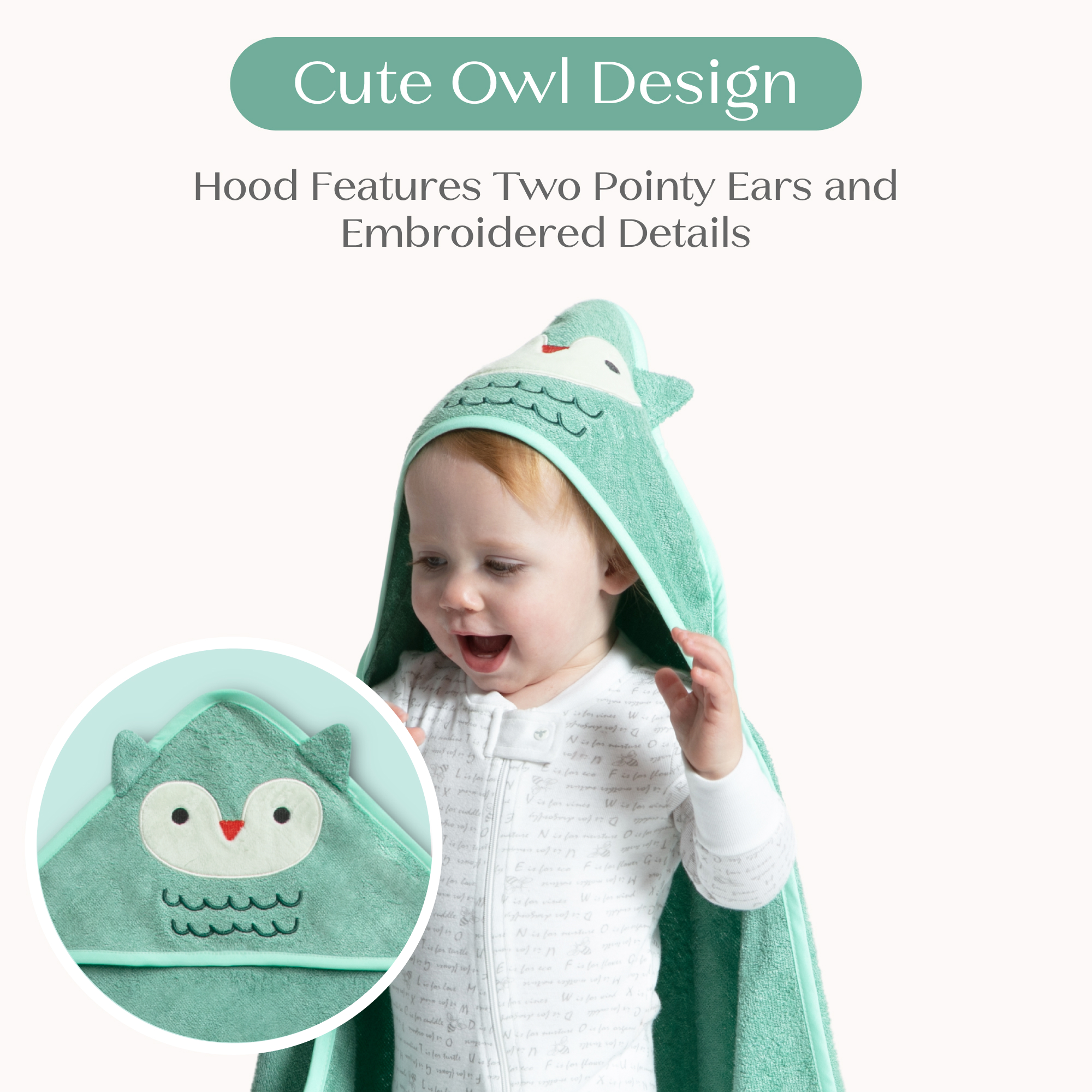 Nu80184gn 1258 infant hooded towel owl callout 101