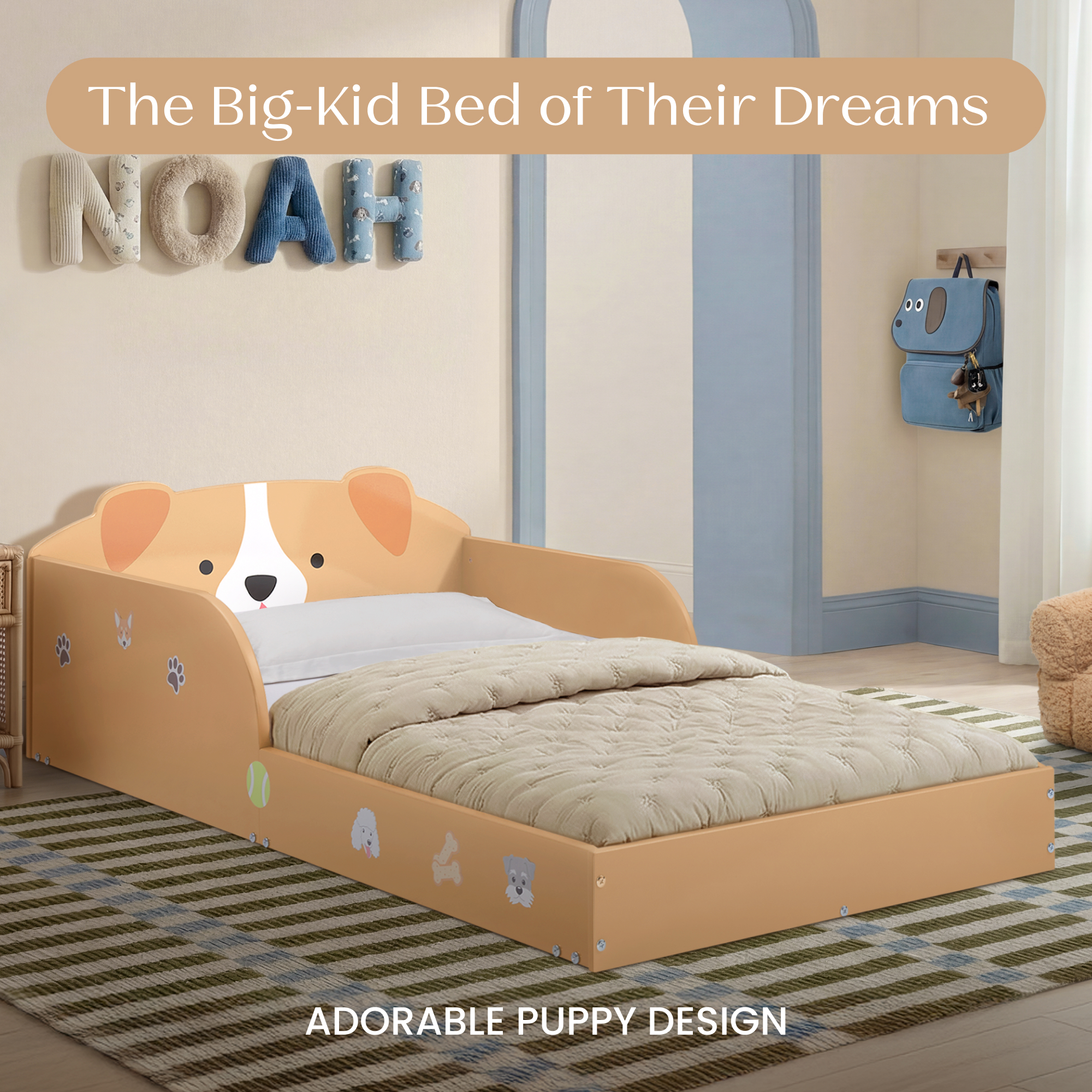 Bb81541gn 1239 animal wood toddler bed puppy callout 101