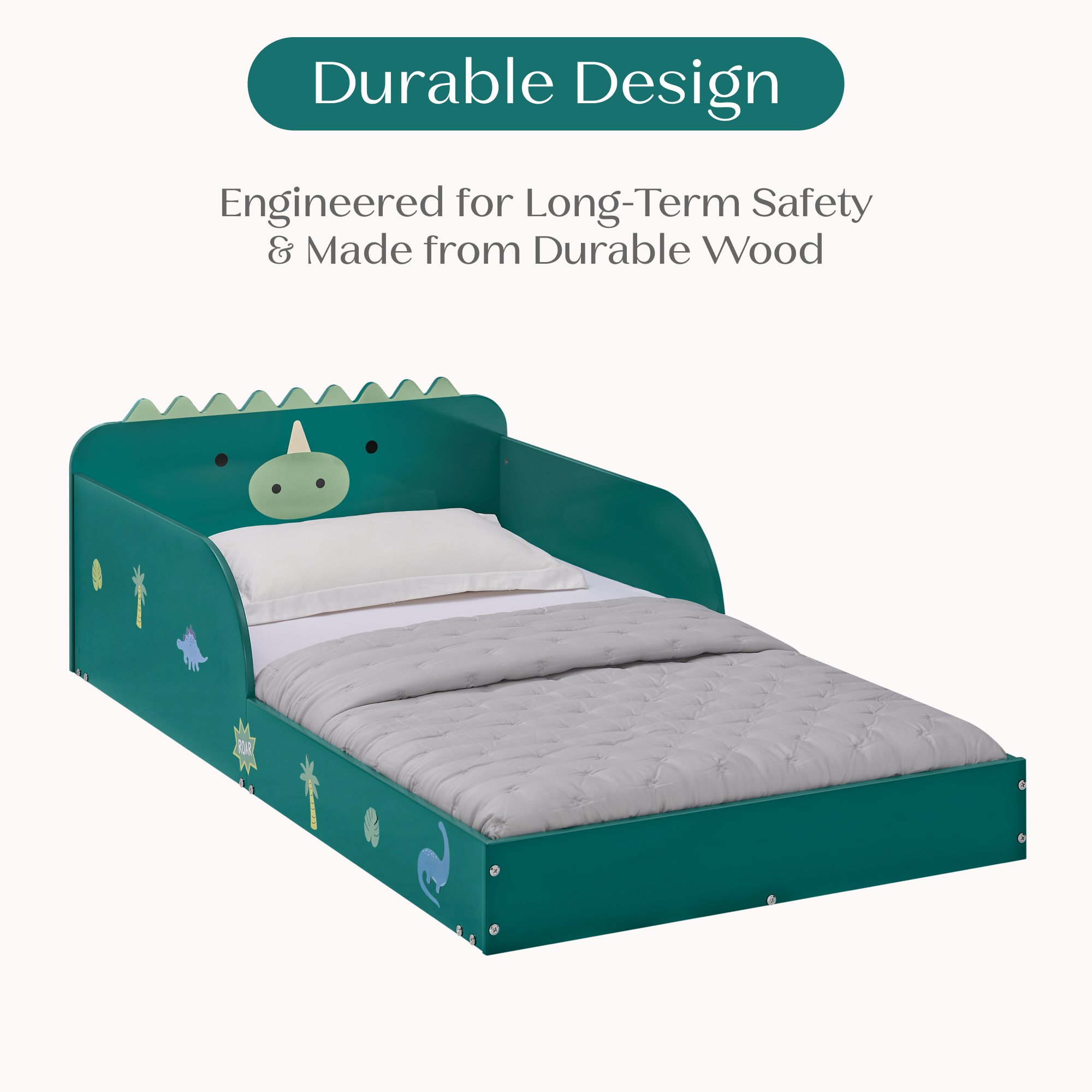 Bb81541gn 1616 animal wood toddler bed dino callout 105