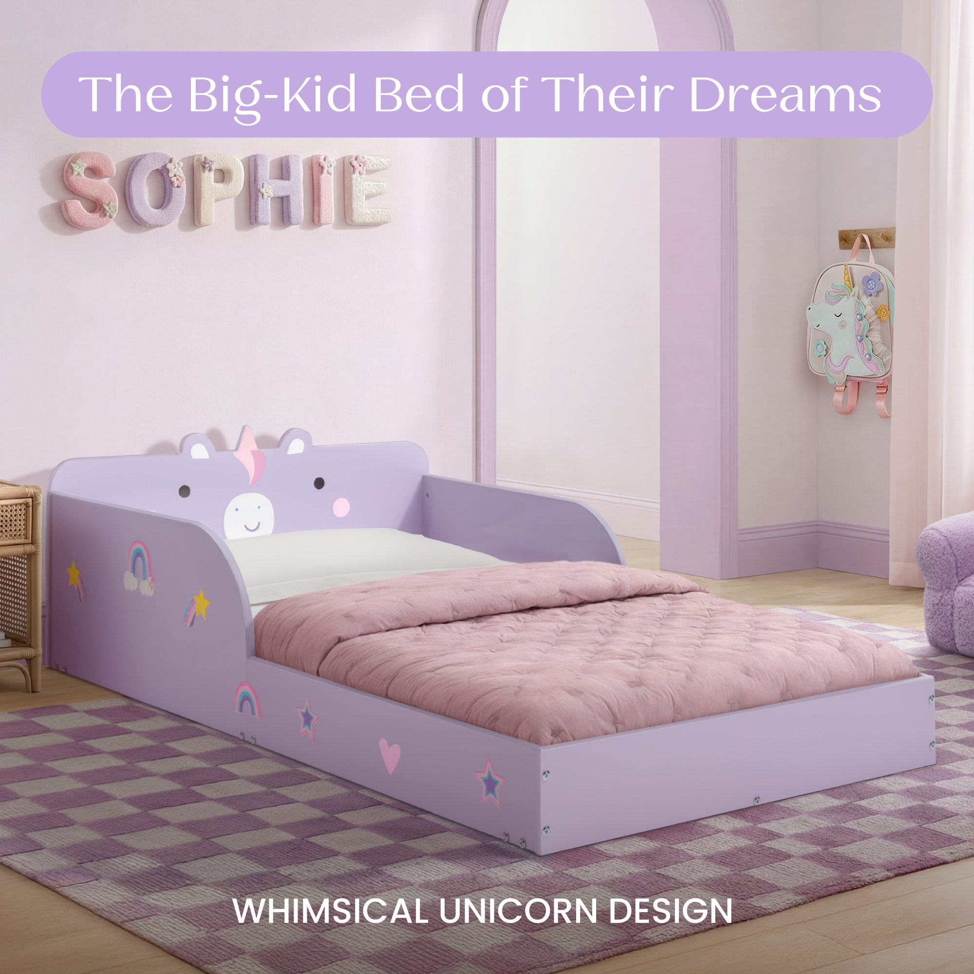 Bb81541gn 1615 animal wood toddler bed unicorn callout 101
