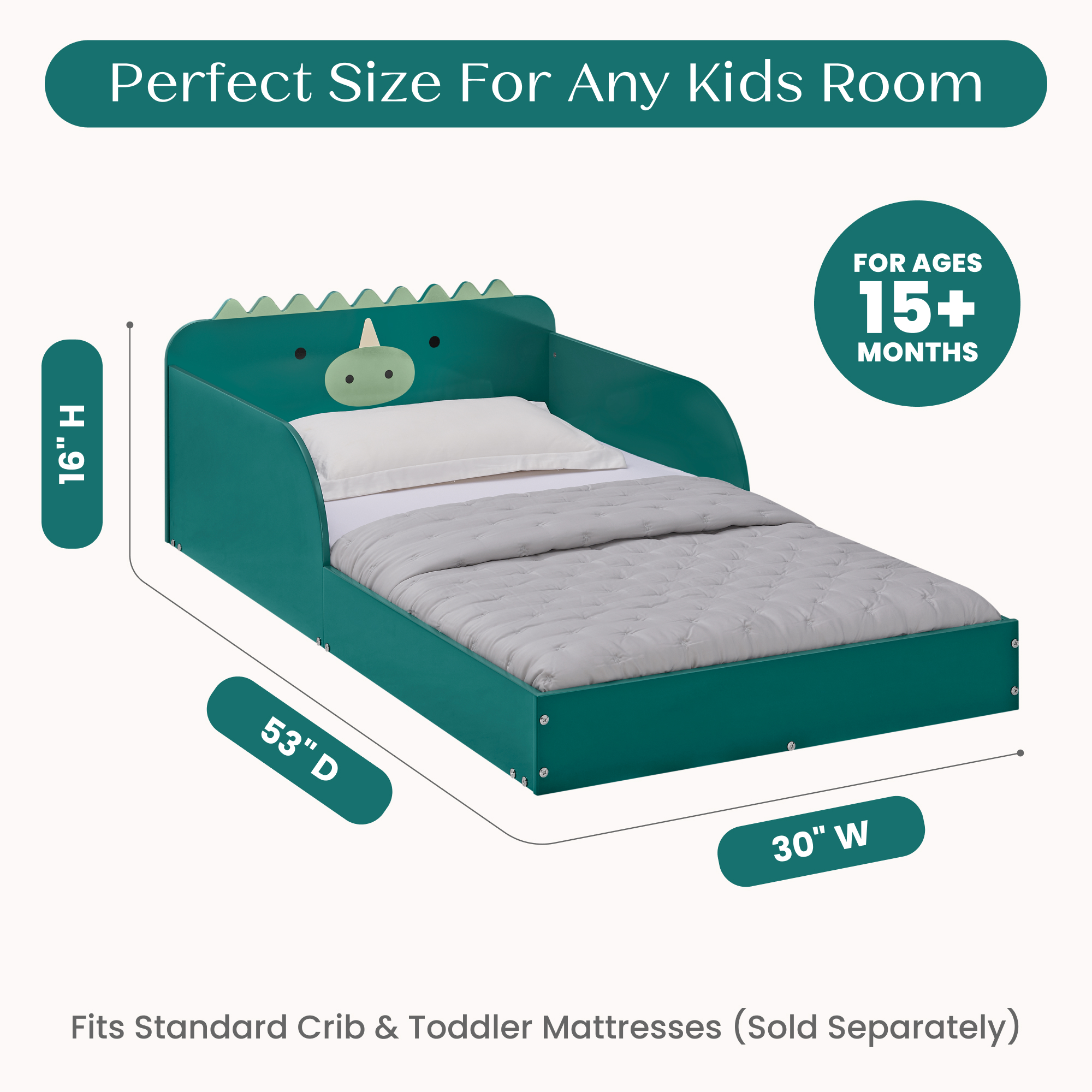 Bb81541gn 1616 animal wood toddler bed dino callout 104