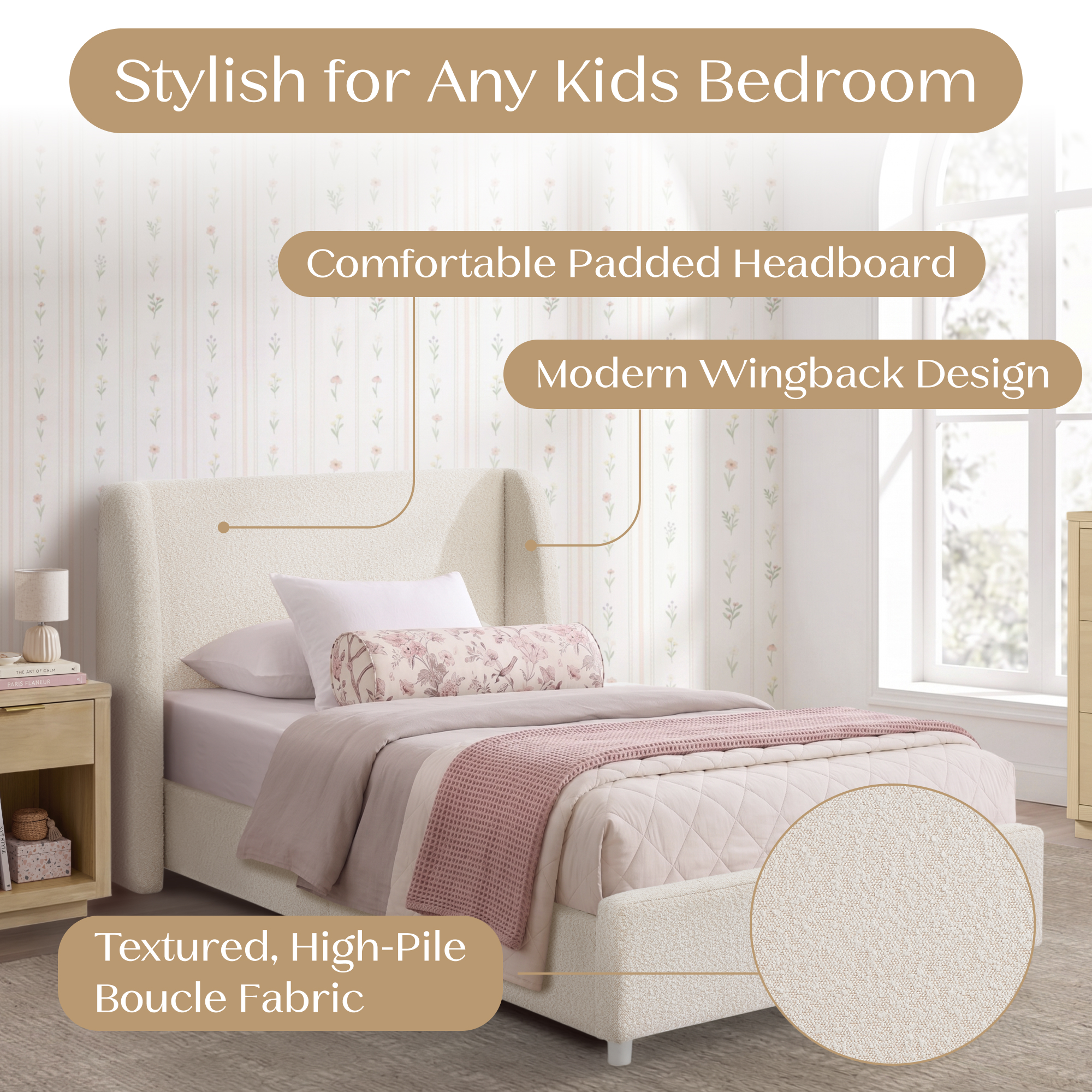W193270 1556 upholstered twin bed ivory callout 104