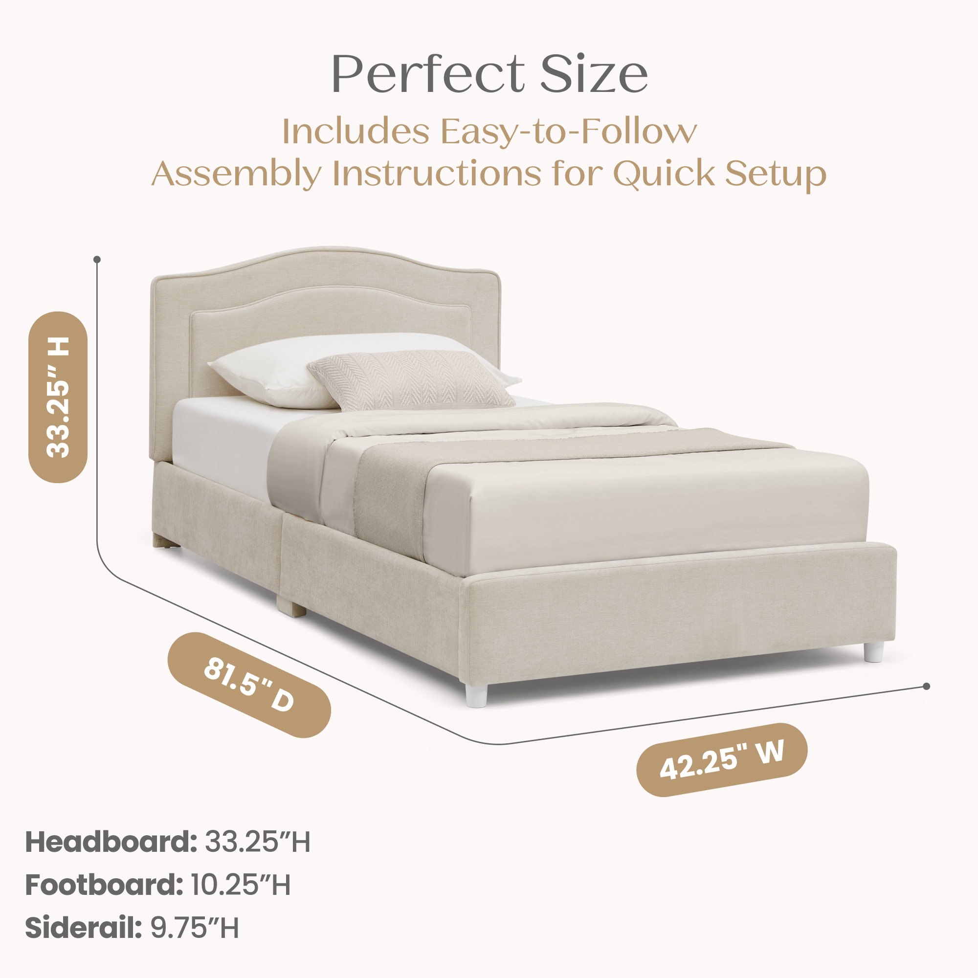 W197270 1589 upholstered twin bed soft sand callout 105