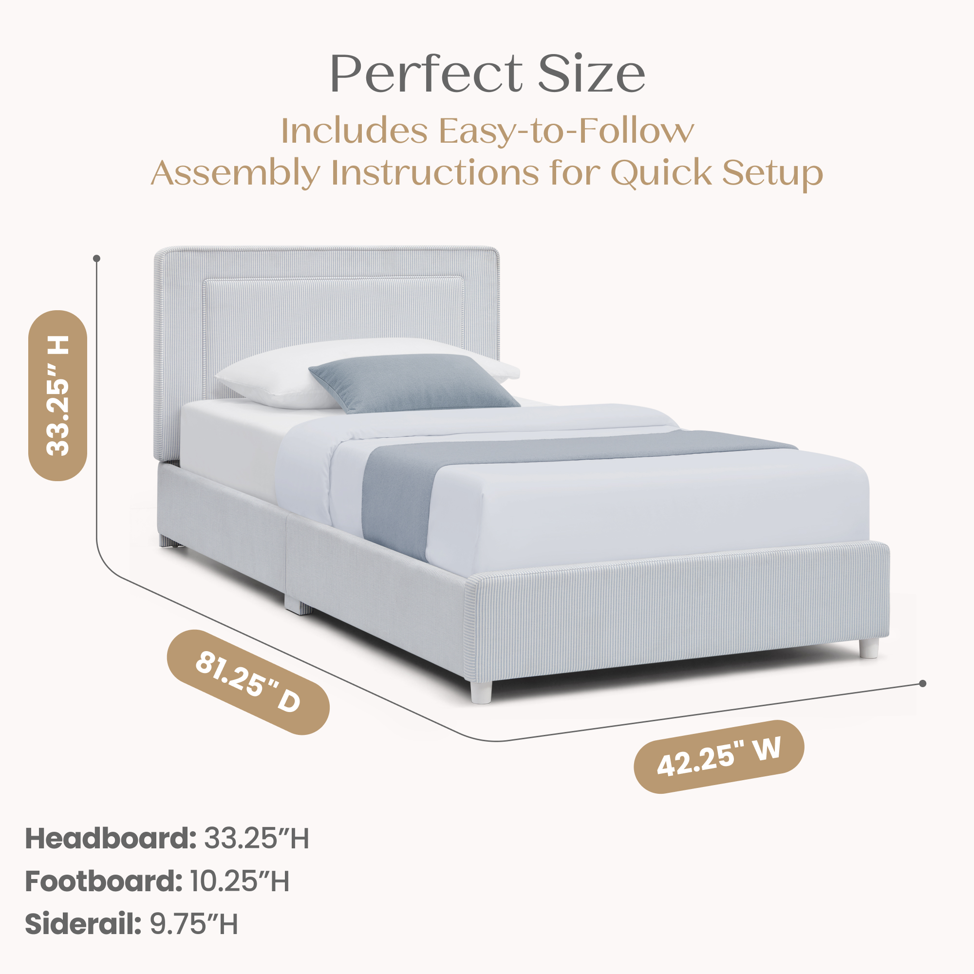 W198270 1582 upholstered twin bed sky blue callout 105