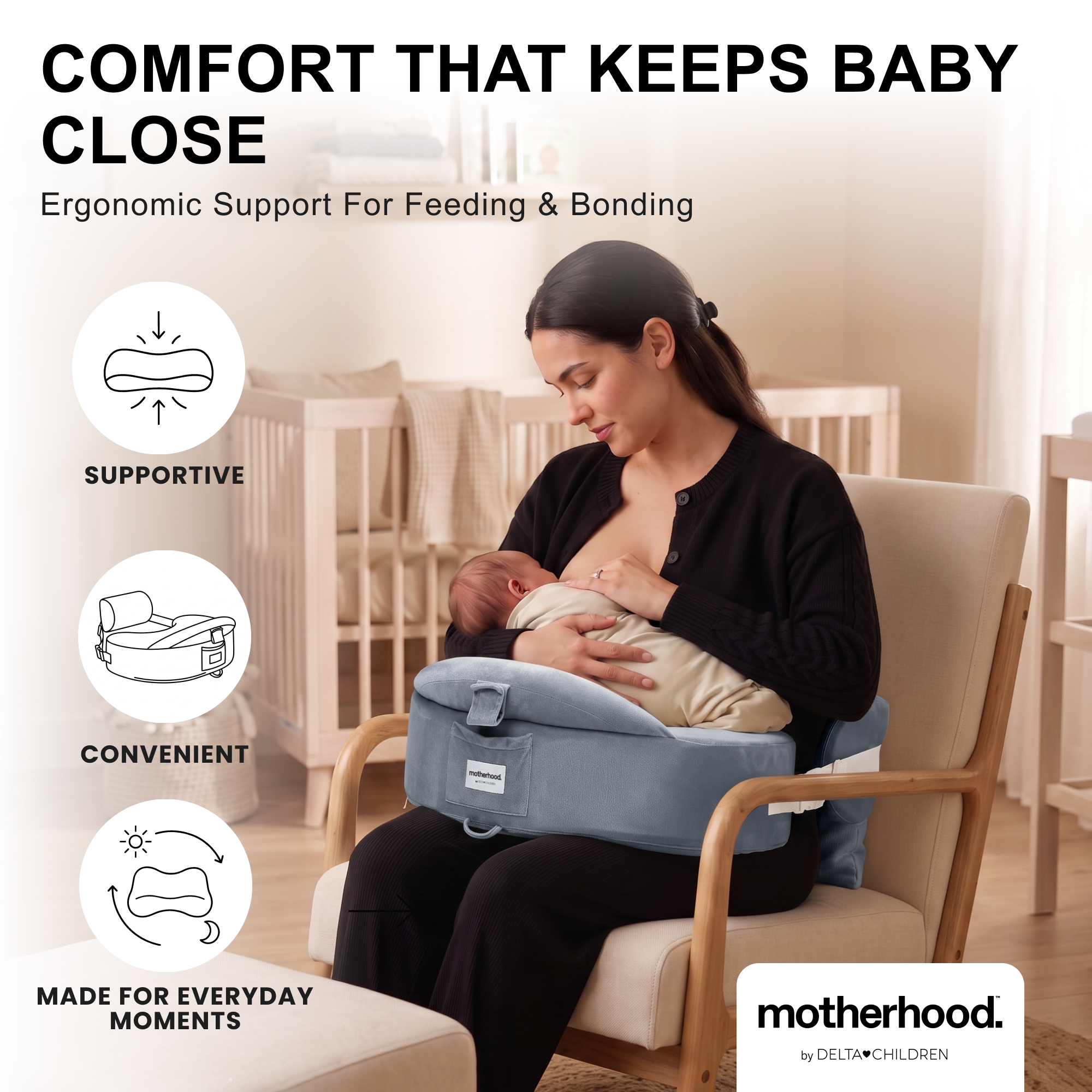 P20444 4444 no motherhood nursing pillow gray callout 102