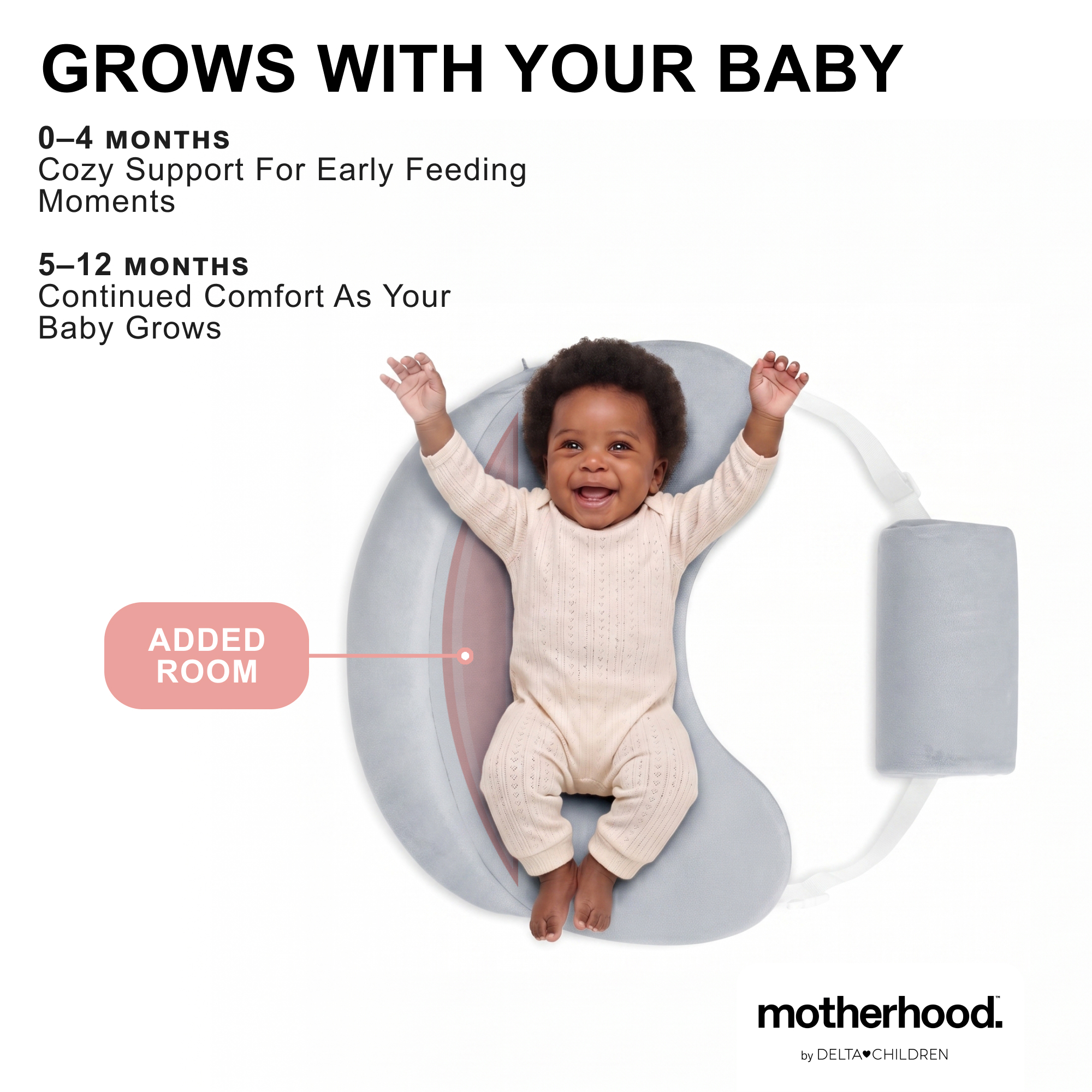 P20444 4444 no motherhood nursing pillow gray callout 107