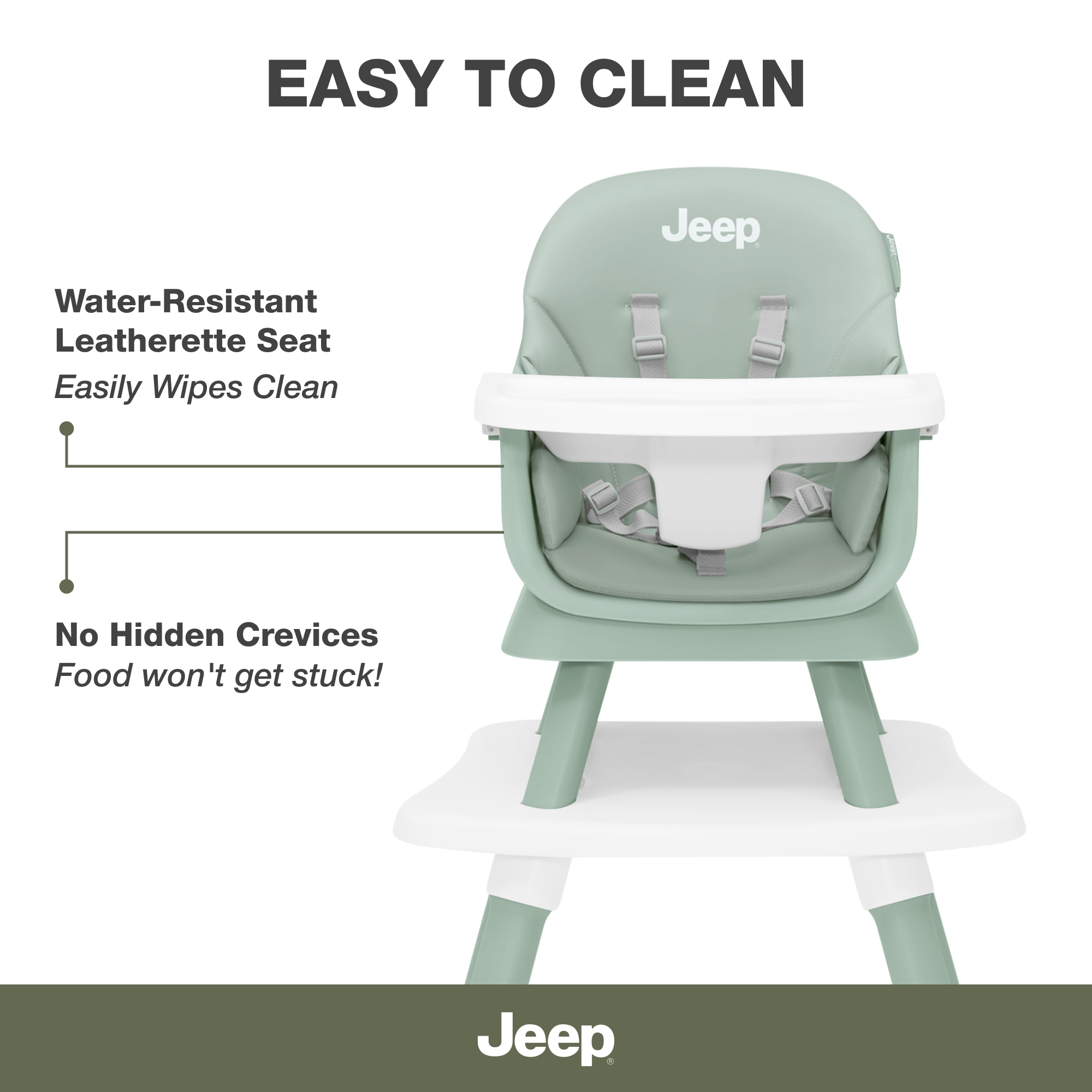 23411 2446 jeep milestone 6 in 1 high chair sage green callout 102