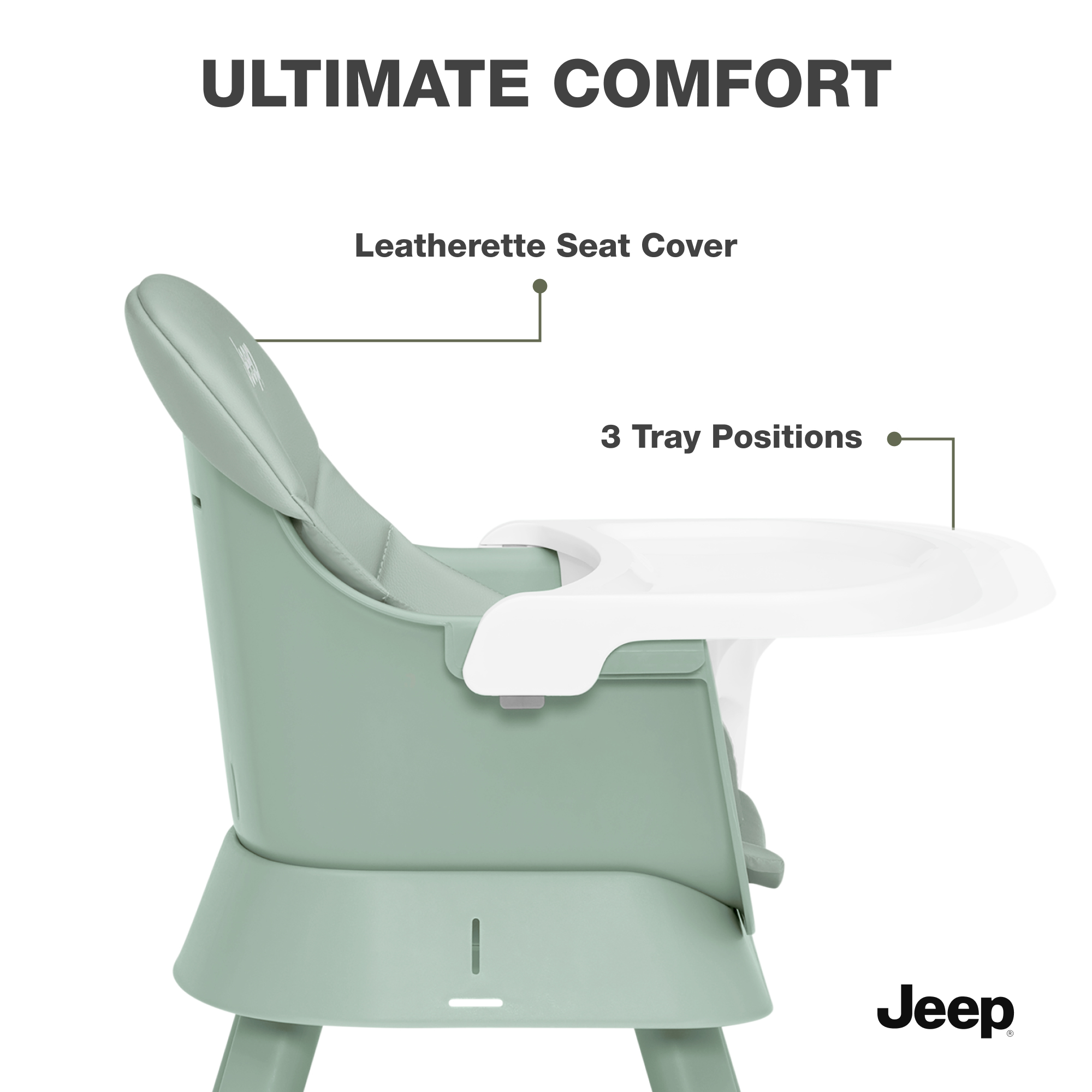 23411 2446 jeep milestone 6 in 1 high chair sage green callout 104