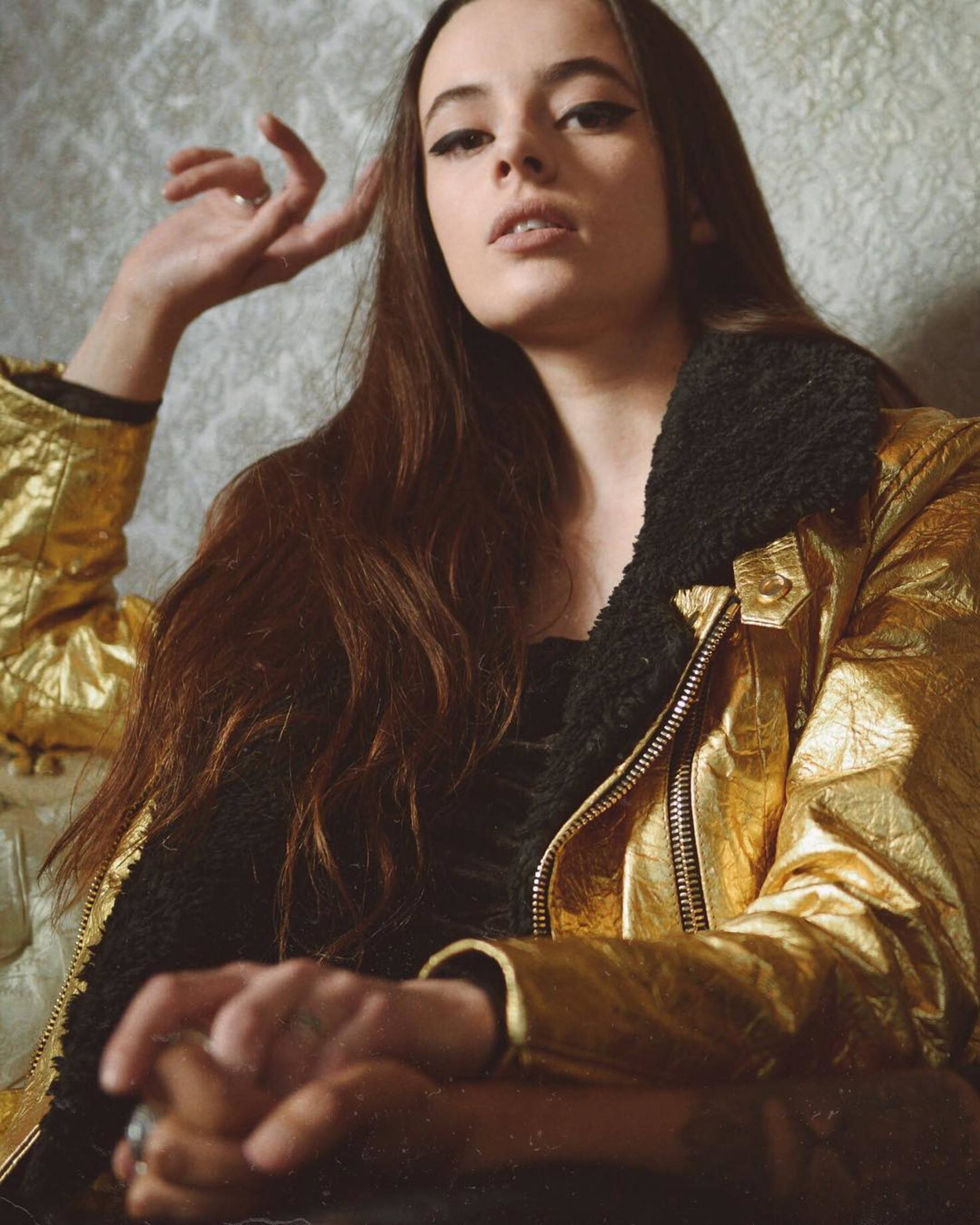 Altiir Women's Gold Piñatex Neo-Classic Biker Jacket @ Ecoture