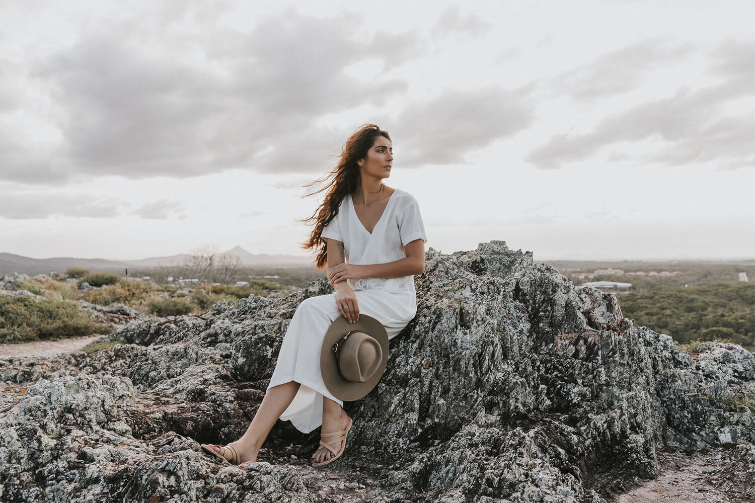 Tasi Travels' White Nomad Maxi Dress is handmade from a sustainable Tencel & hemp blend