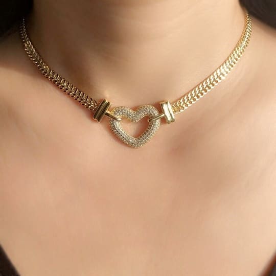 Gargantilha Banhada a Ouro 18K - Coração Gargantilha Banhada a Ouro 18K - Coração