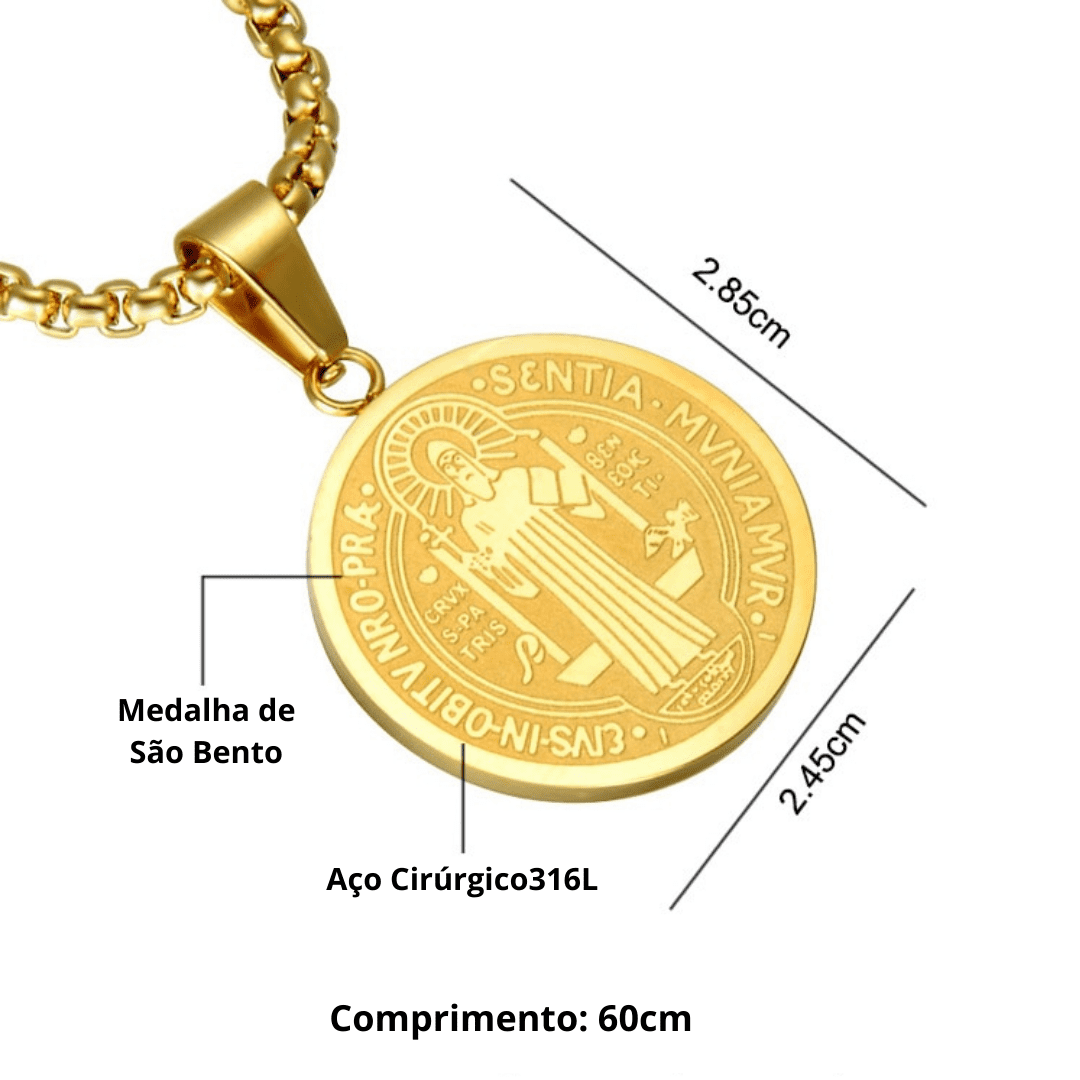 Conjunto Santo Protetor - Corrente e Anel de São Bento em Aço Inoxidável Conjunto Santo Protetor - Corrente e Anel de São Bento em Aço Inoxidável