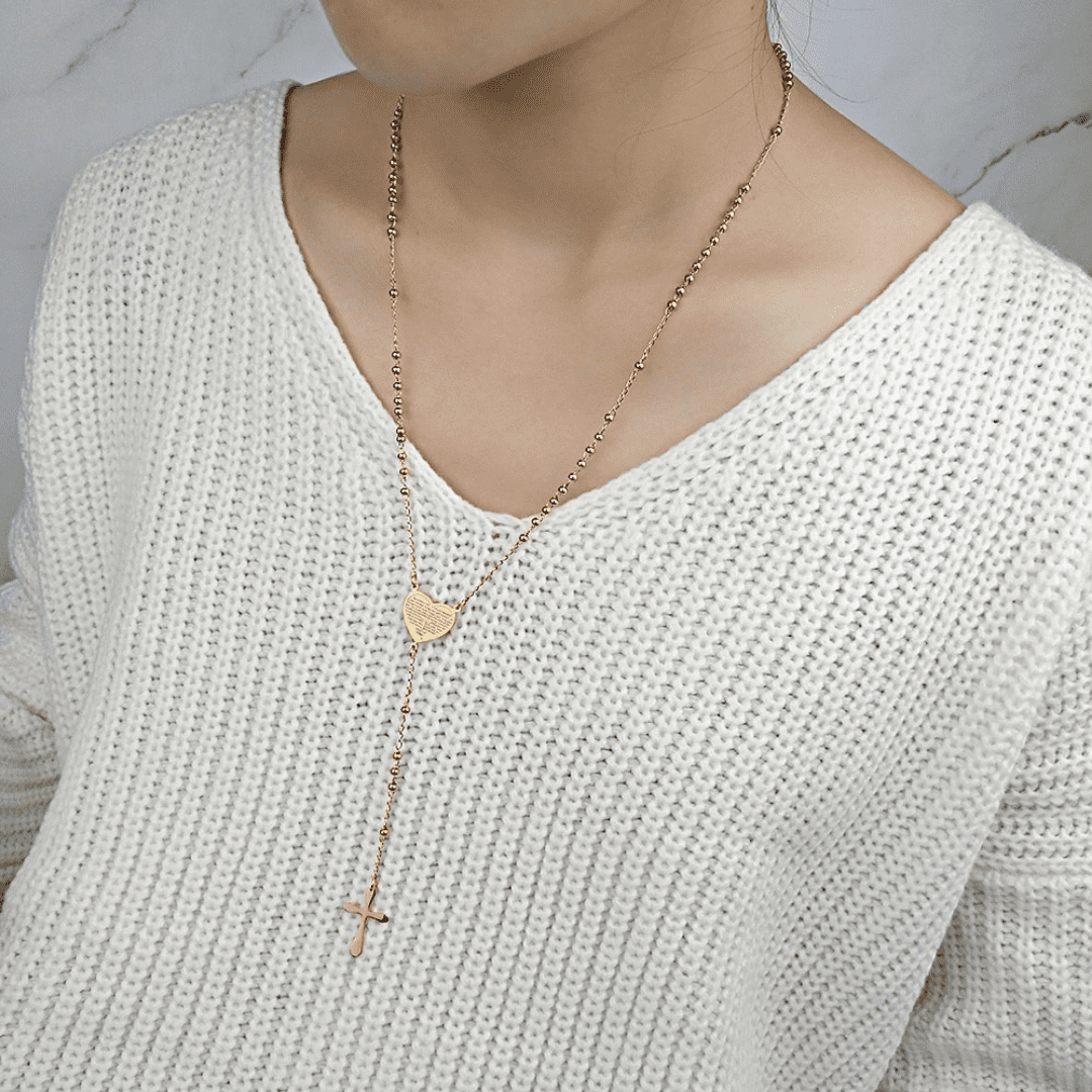 Colar Terço Coração de Maria” - Banhado a ouro 18k Colar Terço Coração de Maria” - Banhado a ouro 18k