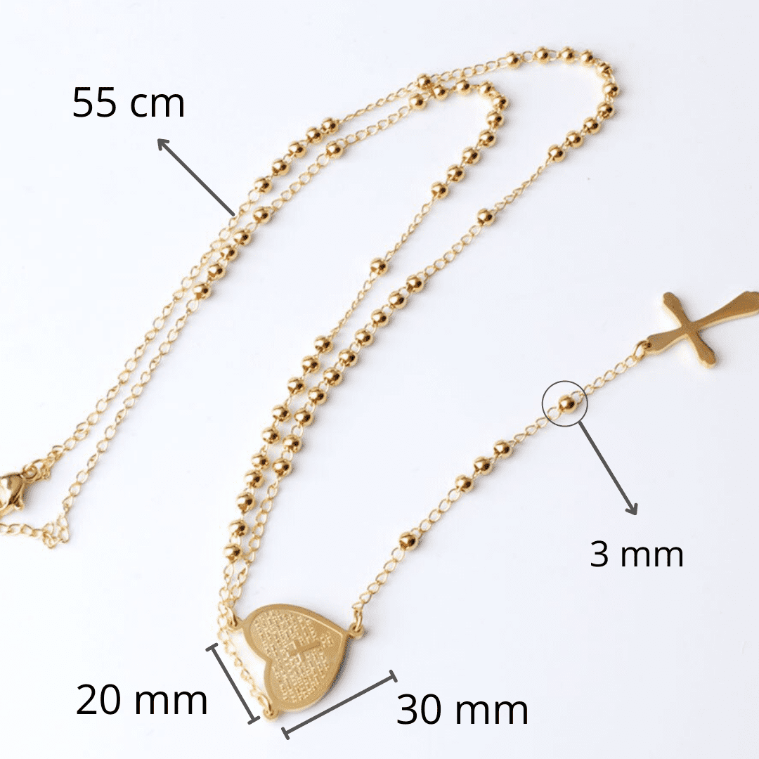 Colar Terço Coração de Maria” - Banhado a ouro 18k Colar Terço Coração de Maria” - Banhado a ouro 18k