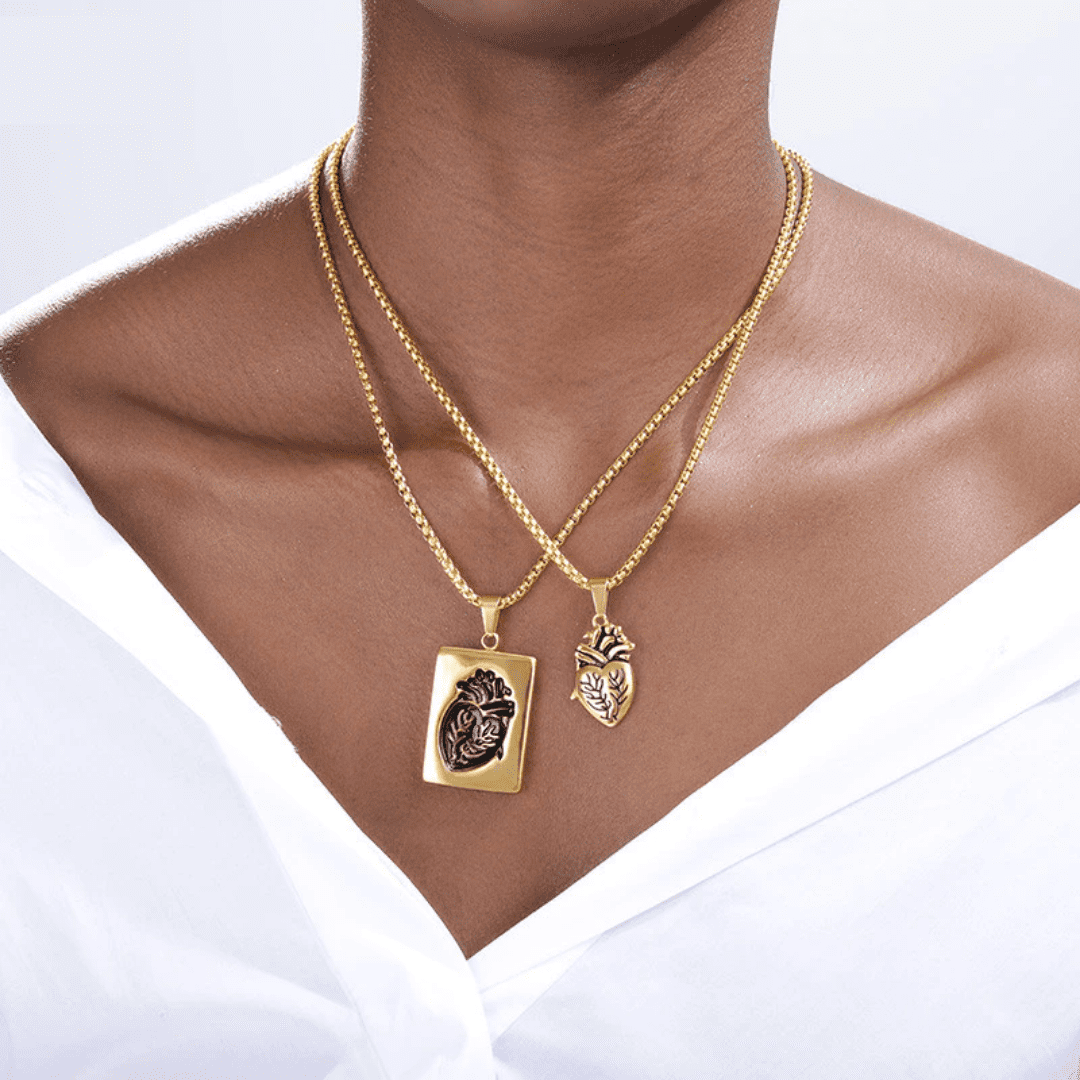 Conjunto para Casais Dourado Coração, dia dos namorados, amor, paixão, semijoia de luxo, joias para casais