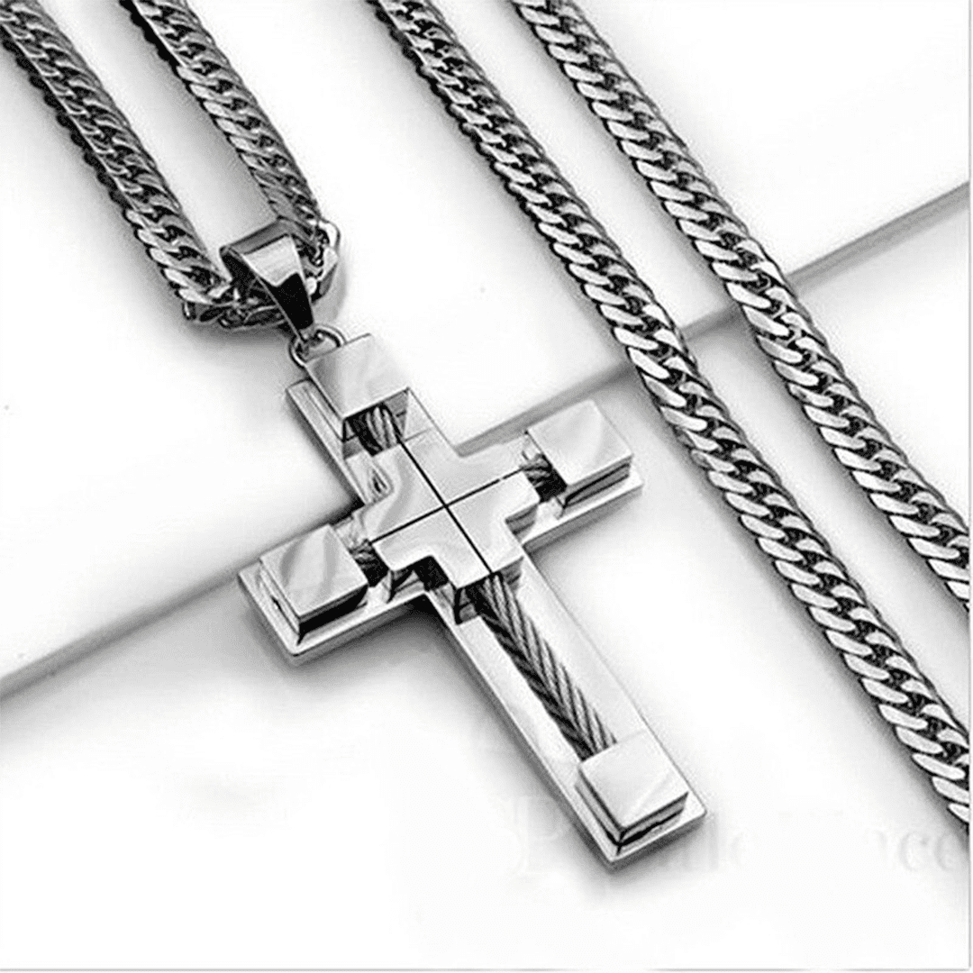 corrente com crucifixo aço inoxidável corrente com crucifixo aço inoxidável