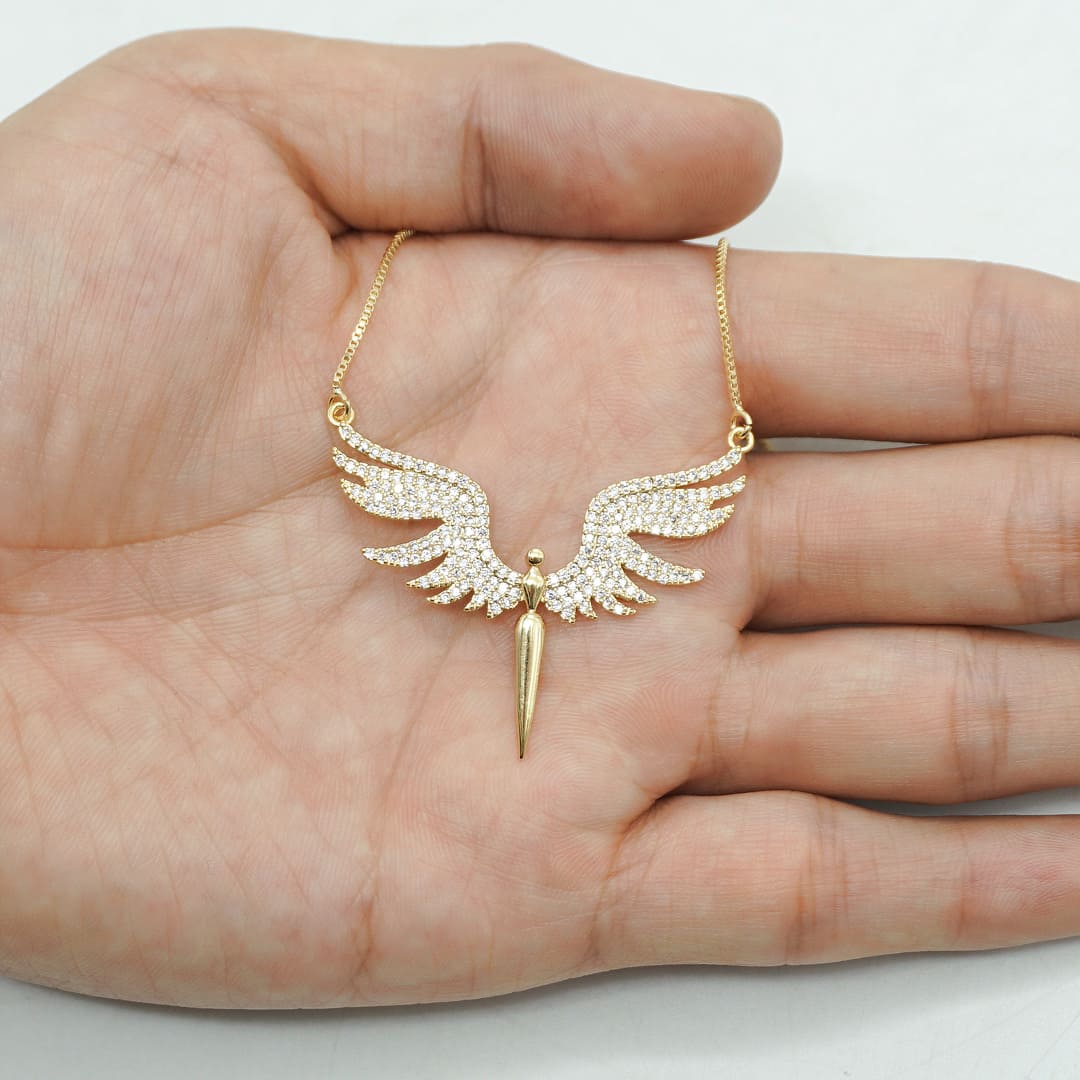 Colar anjo feminino com zircônias Colar anjo feminino com zircônias