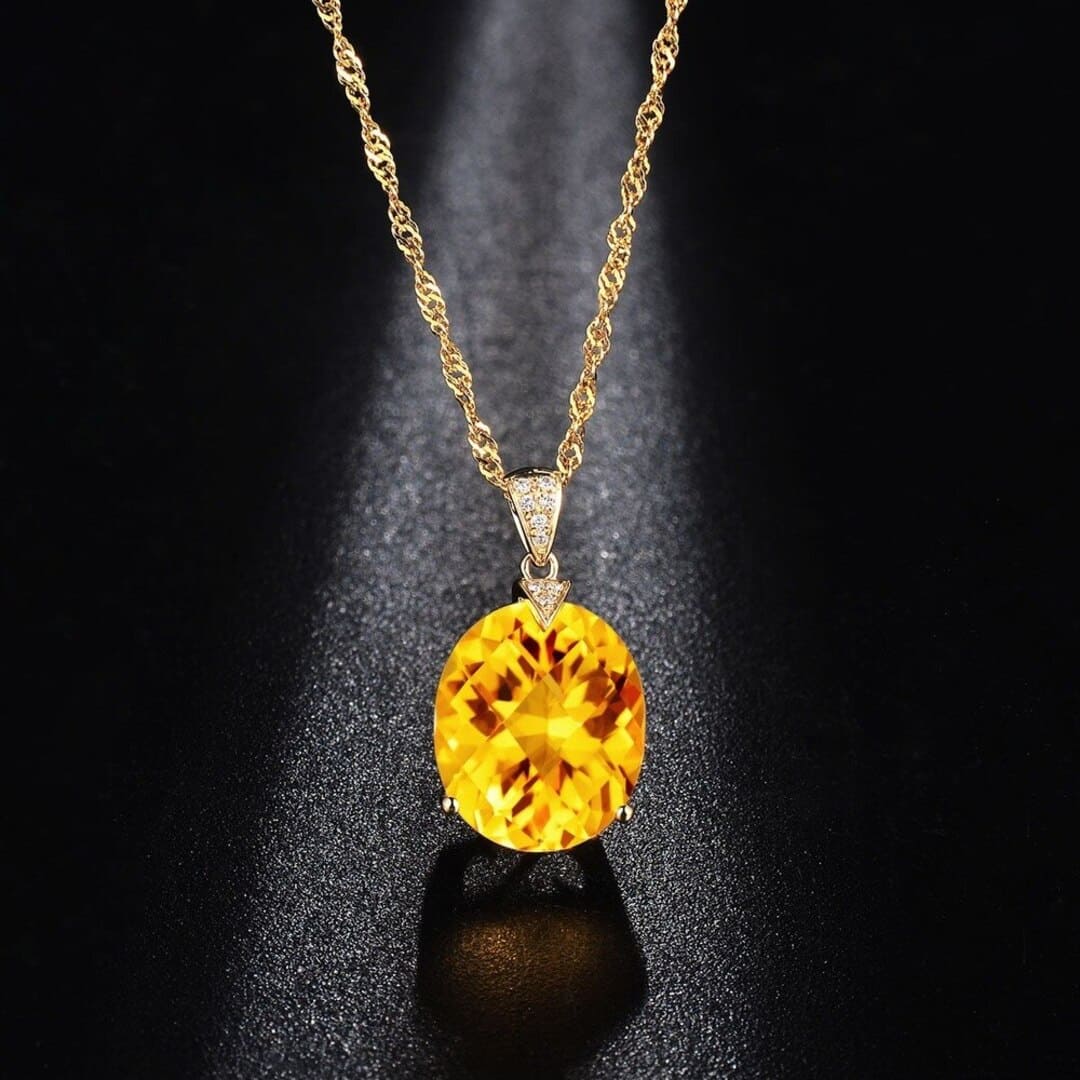 Amuleto Cristal Solar – Prata Esterlina 925 e Banho de Ouro – Colar Feminino – Colar banhado a Ouro – Quartzo Citrino Amuleto Cristal Solar – Prata Esterlina 925 e Banho de Ouro – Colar Feminino – Colar banhado a Ouro – Quartzo Citrino